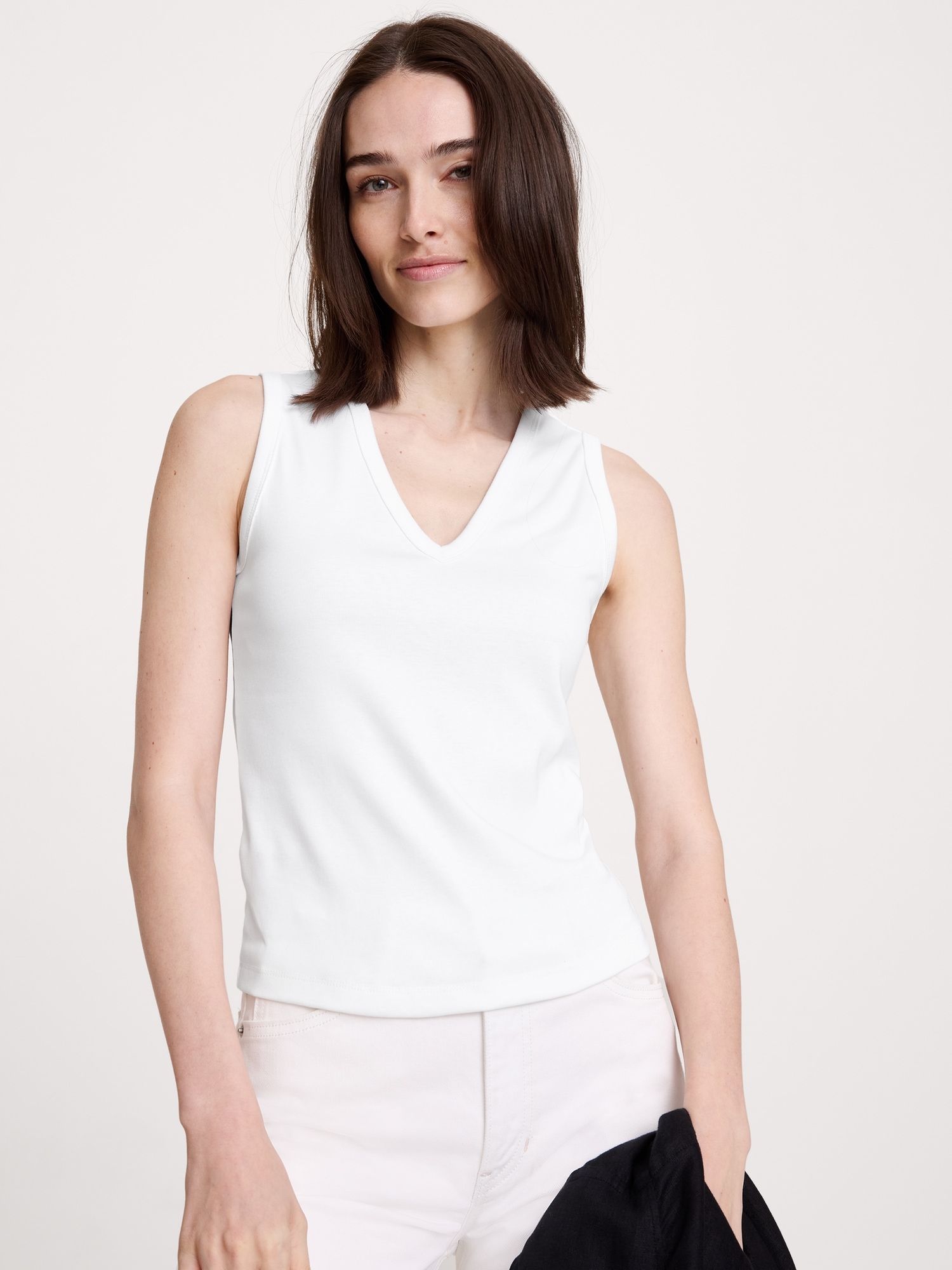 Image number 3 showing, Minimalist Cotton V-Neck Tank