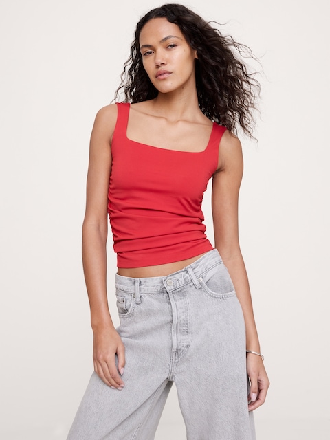 Square-Neck Ruched Top