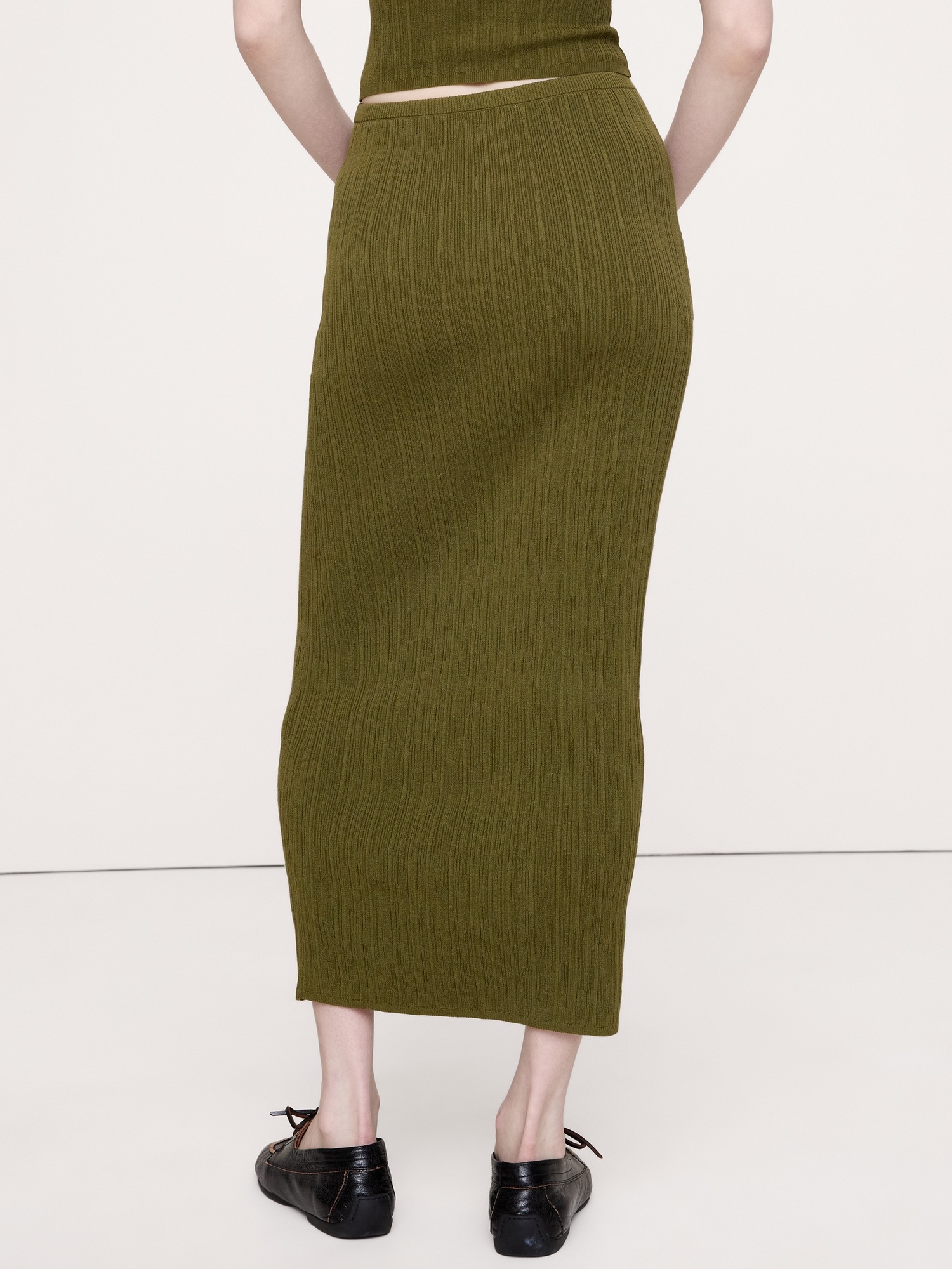 Женская юбка Banana Republic Crinkle Knit Maxi, цвет: Зелёный — фото 2