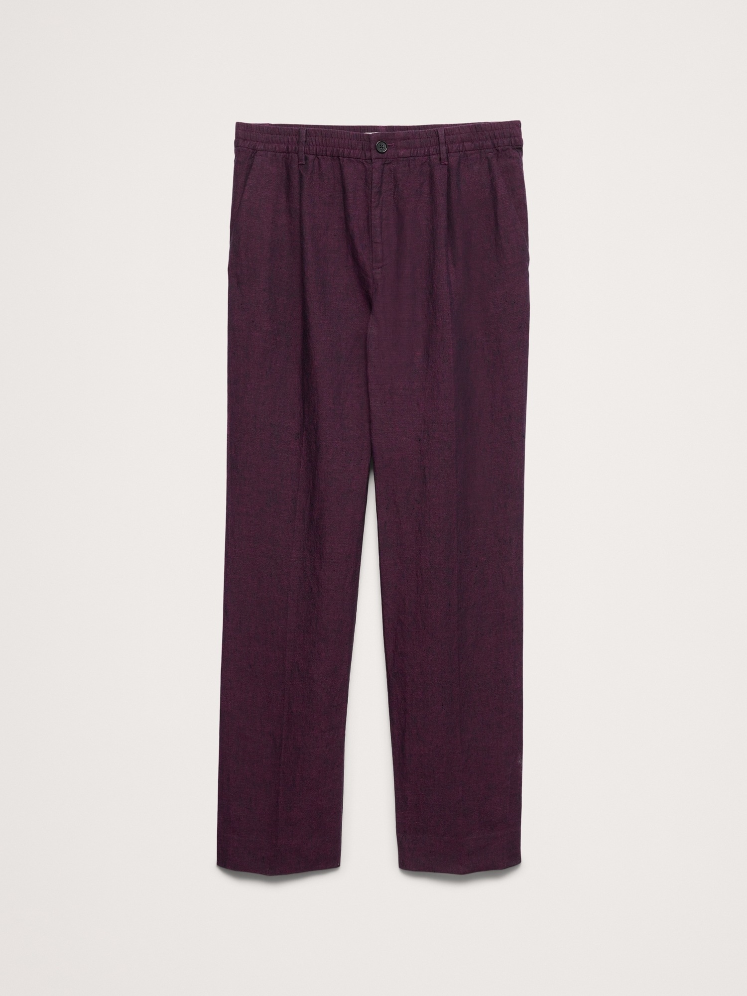 Мужские брюки Banana Republic Straight Linen Pull-On Dress Pant, цвет: Глубокий бордовый красный — фото 4