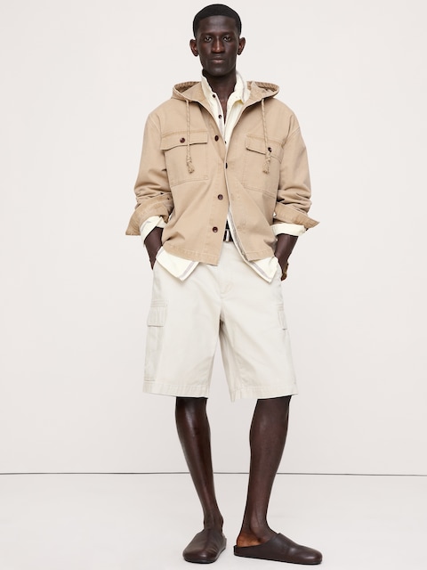 Cotton Twill Hooded Overshirt
