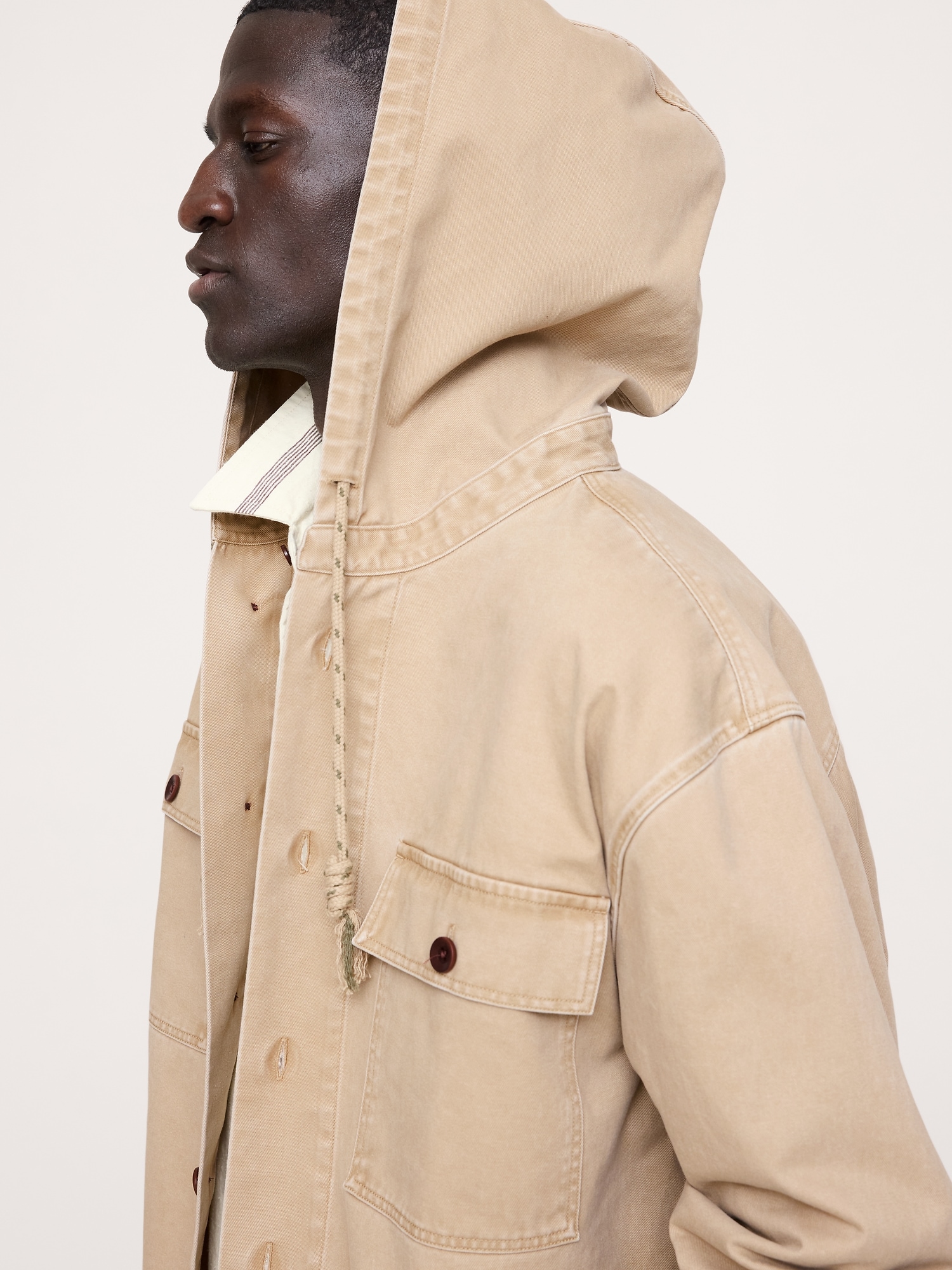 Image number 8 showing, Cotton Twill Hooded Overshirt