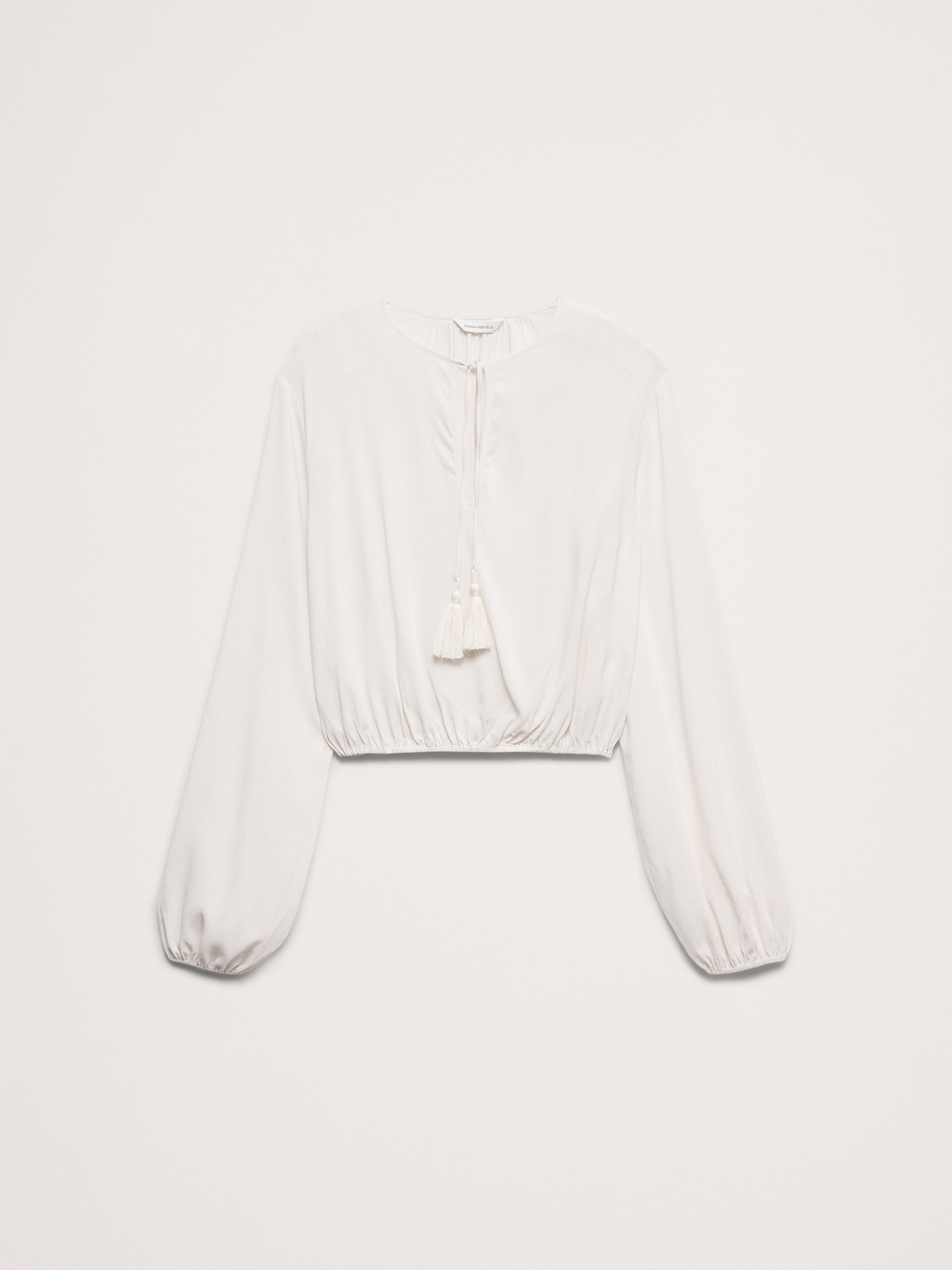 Женская блузка Banana Republic Georgette Tie-Neck Blouse, цвет: Кремовый белый — фото 4