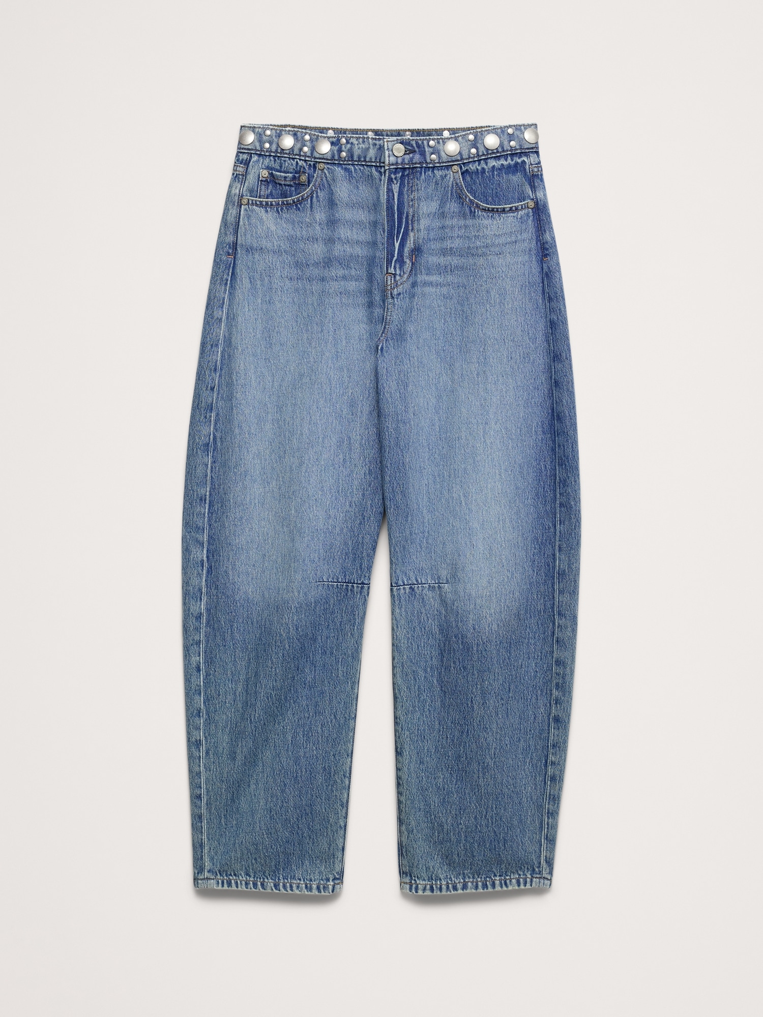 Image number 6 showing, Mid-Rise Barrel Studded Ankle Jean