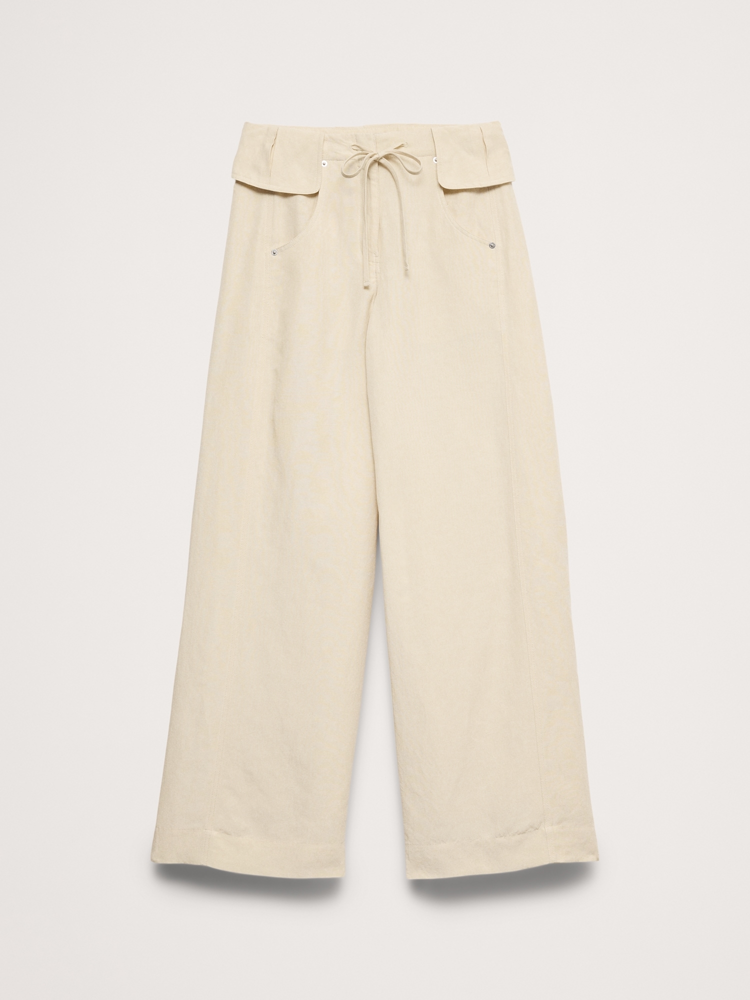 Image number 8 showing, Wide-Leg TENCEL™-Linen Pant with Foldover Waistband