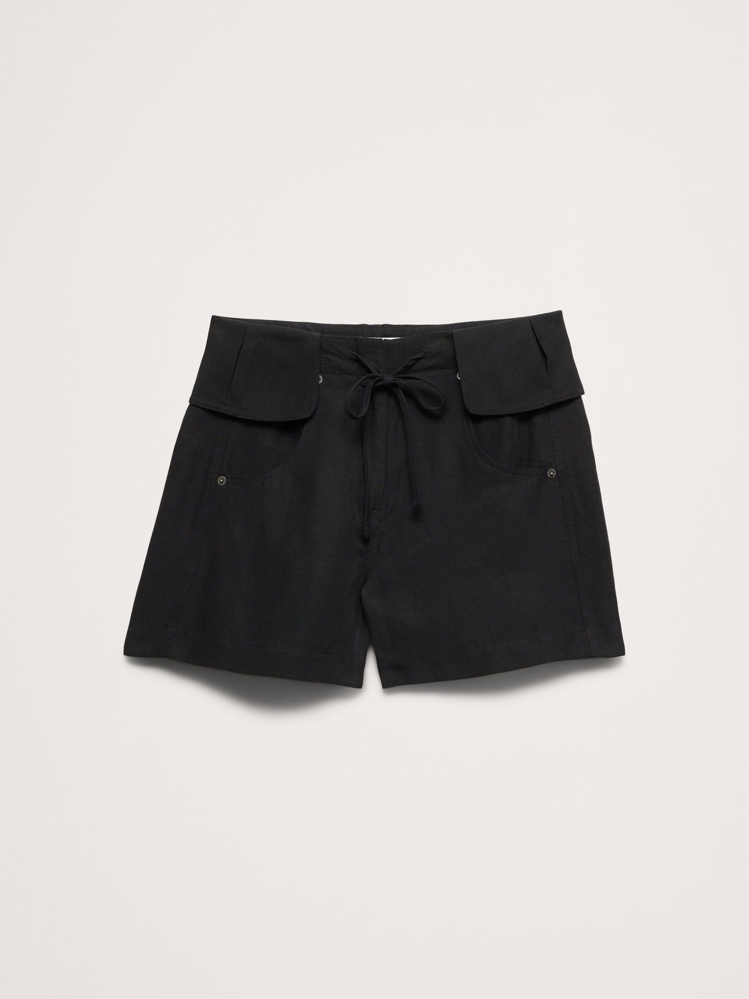Image number 5 showing, 4" TENCEL™-Linen Short with Foldover Waistband