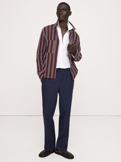 Straight Linen Pull-On Dress Pant