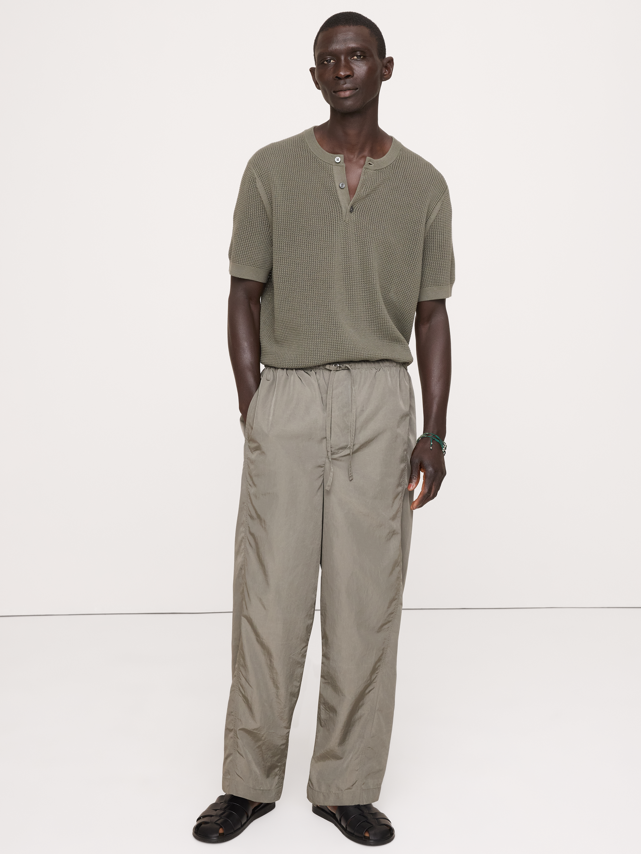 Loose Nylon Drawstring Pant