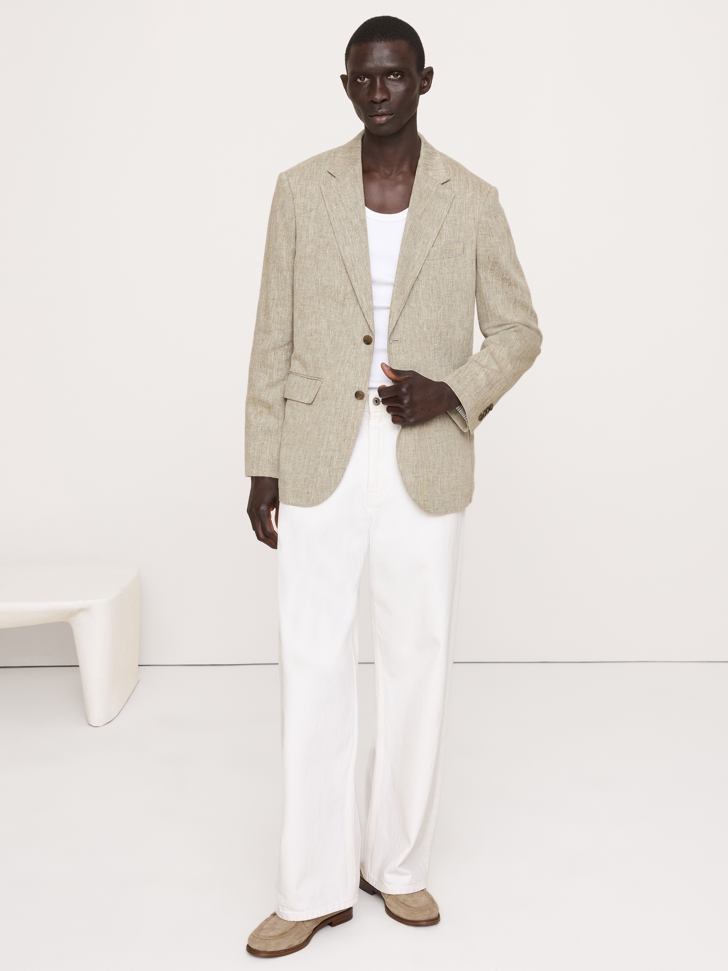 Image number 6 showing, Tailored Slim-Fit Green Linen-Cotton Suit Jacket