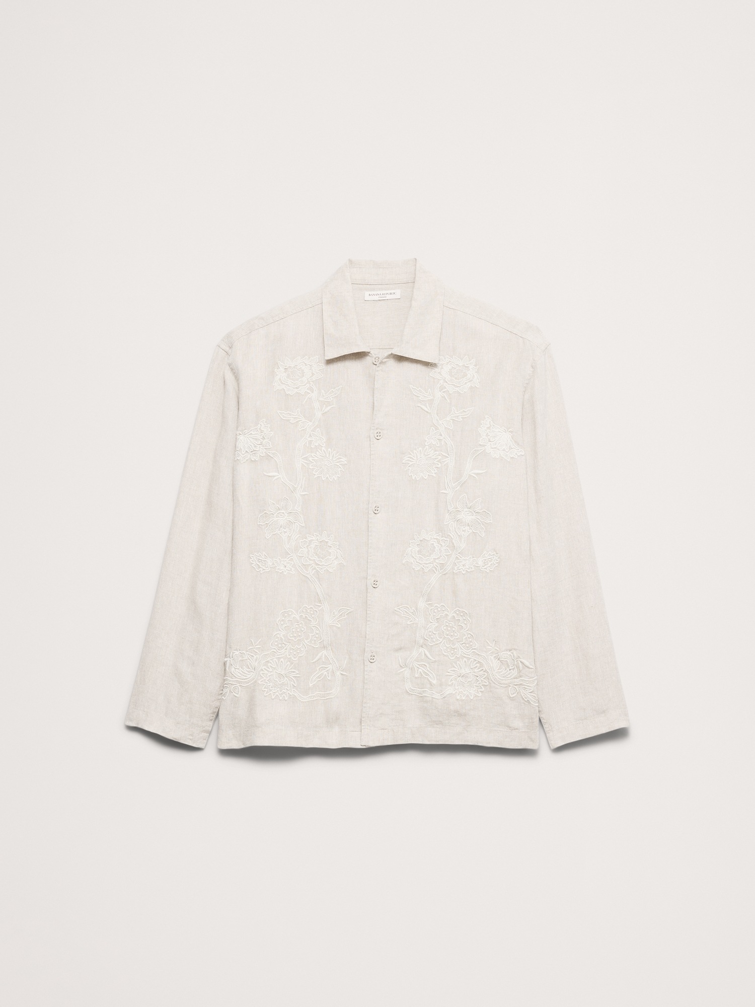 Image number 4 showing, Relaxed-Fit Embroidered Linen Long-Sleeve Resort Shirt