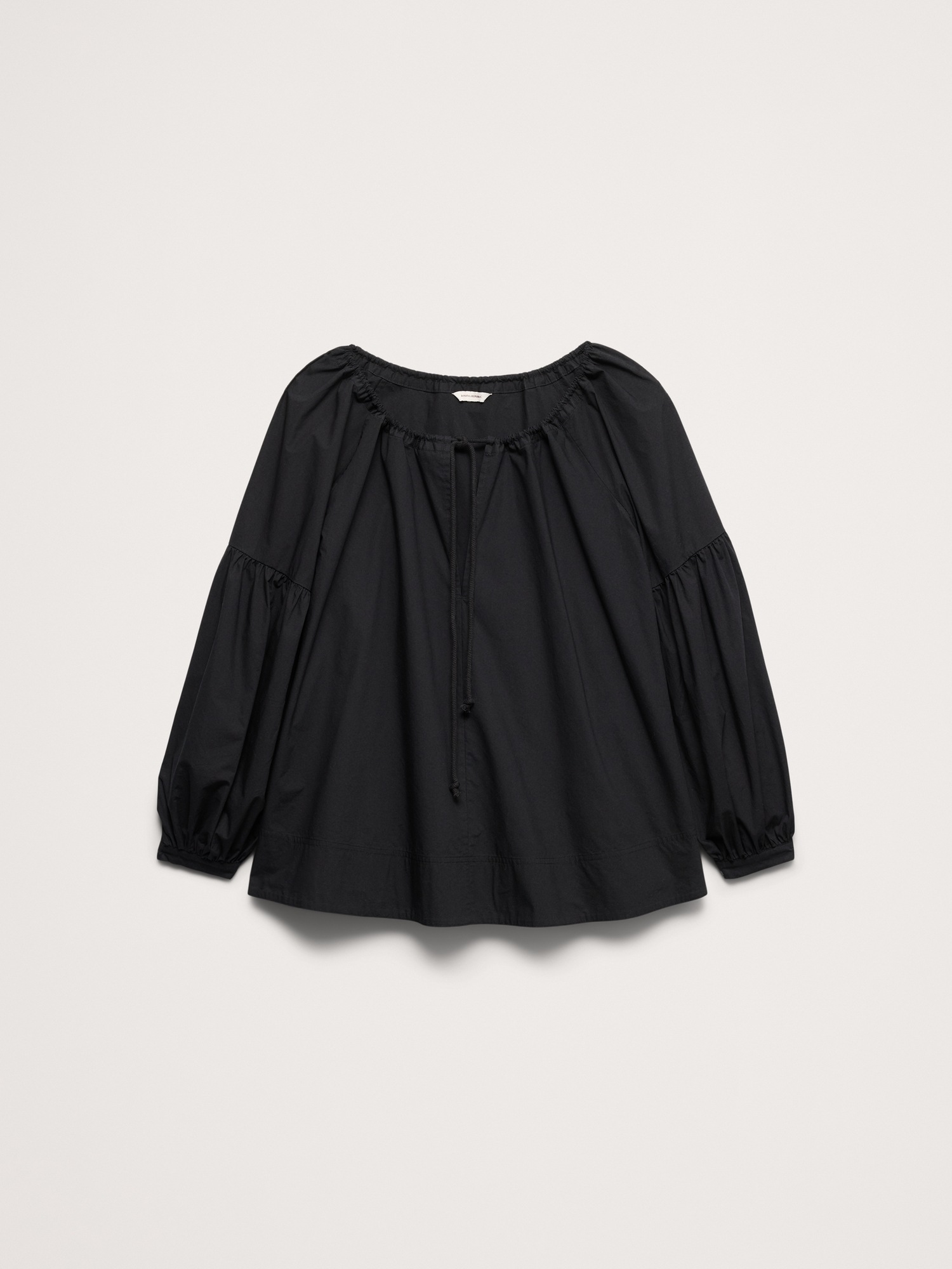 Женский топ Banana Republic Cotton Poplin Drawstring Top, цвет: Чёрный — фото 4