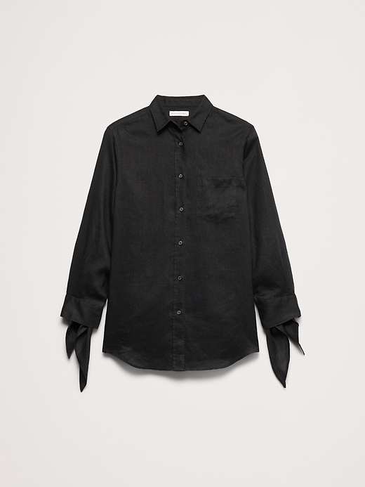 The Oversized Tie-Cuff Shirt in Linen | Banana Republic
