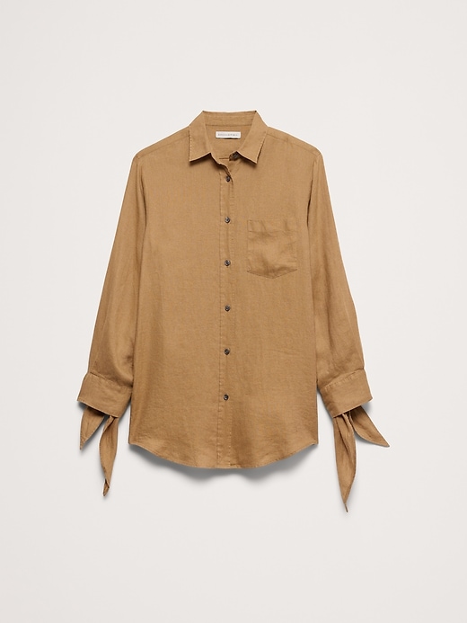 The Oversized Tie-Cuff Shirt in Linen | Banana Republic