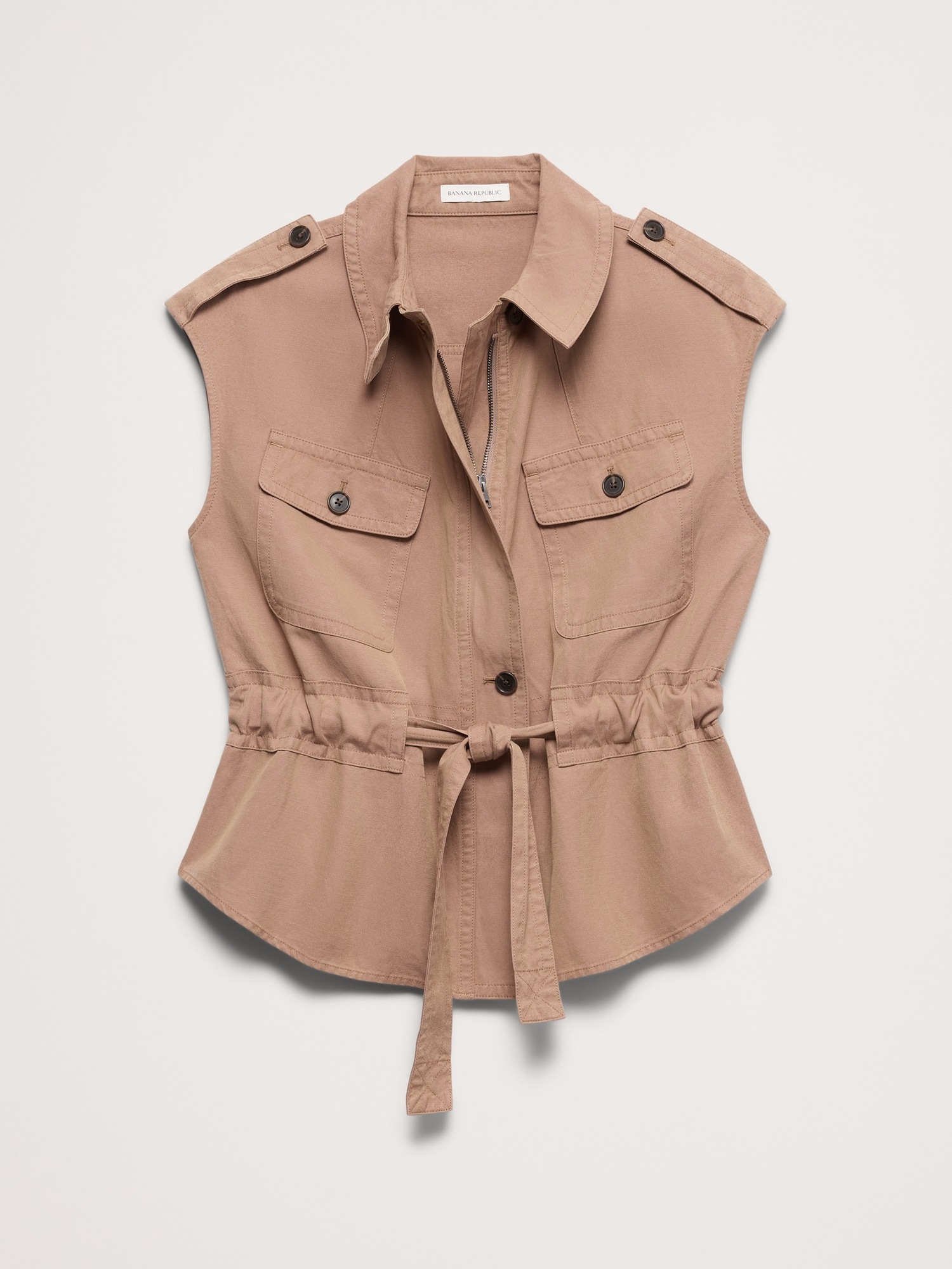 Женский жилет Banana Republic TENCEL™-Cotton-Linen Utility Vest, цвет: Рыжевато-коричневый — фото 4