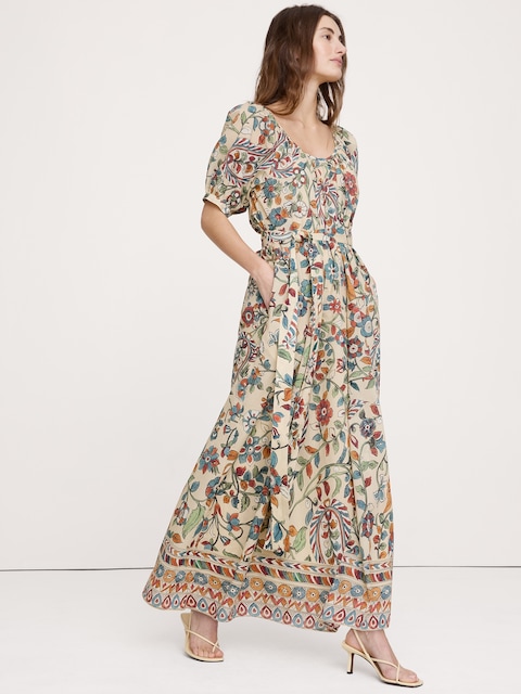 Lightweight Cotton Scoop-Neck Maxi Dress