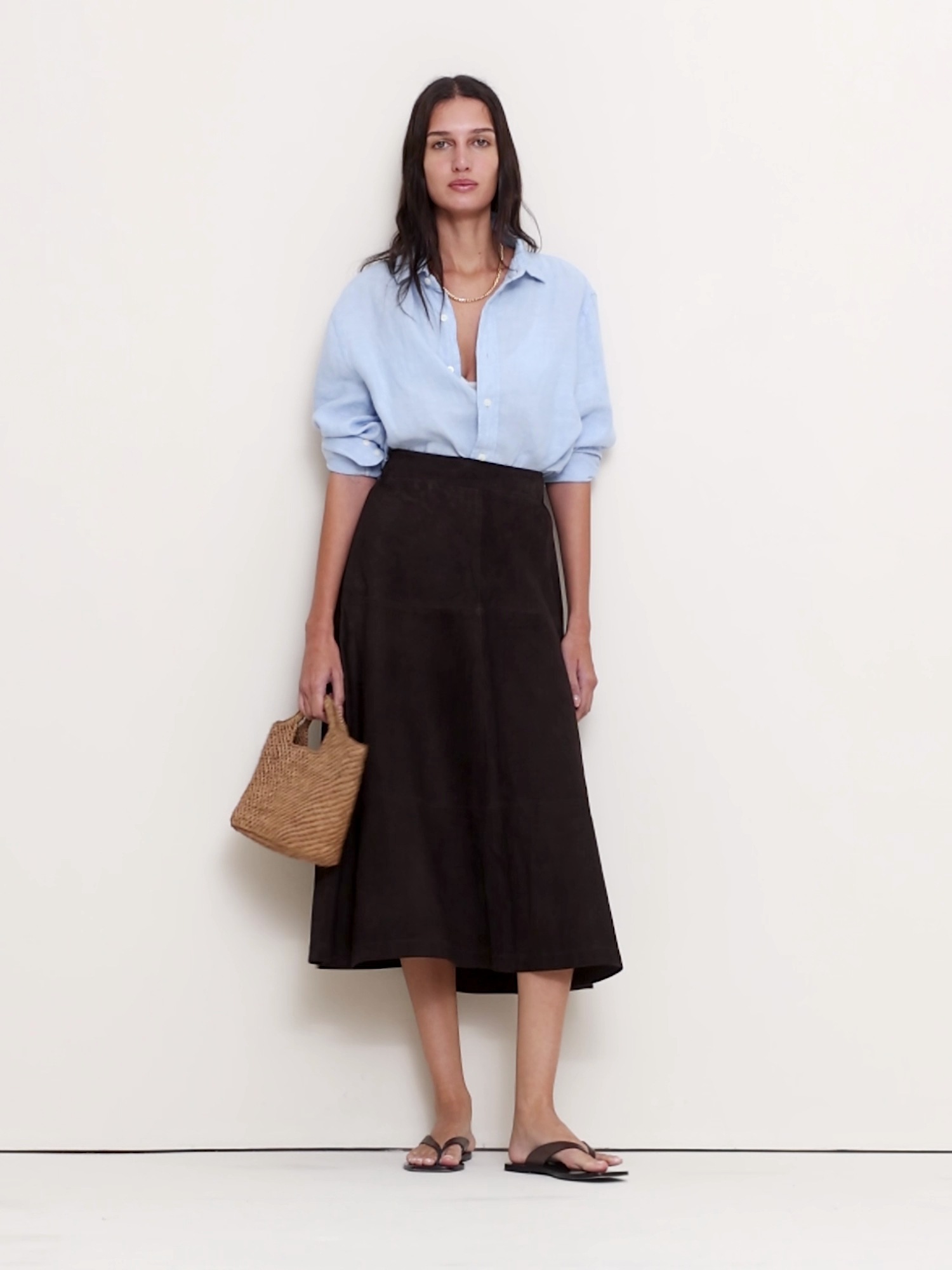 Женская юбка Banana Republic Suede Midi, цвет: Коричневый — фото 5