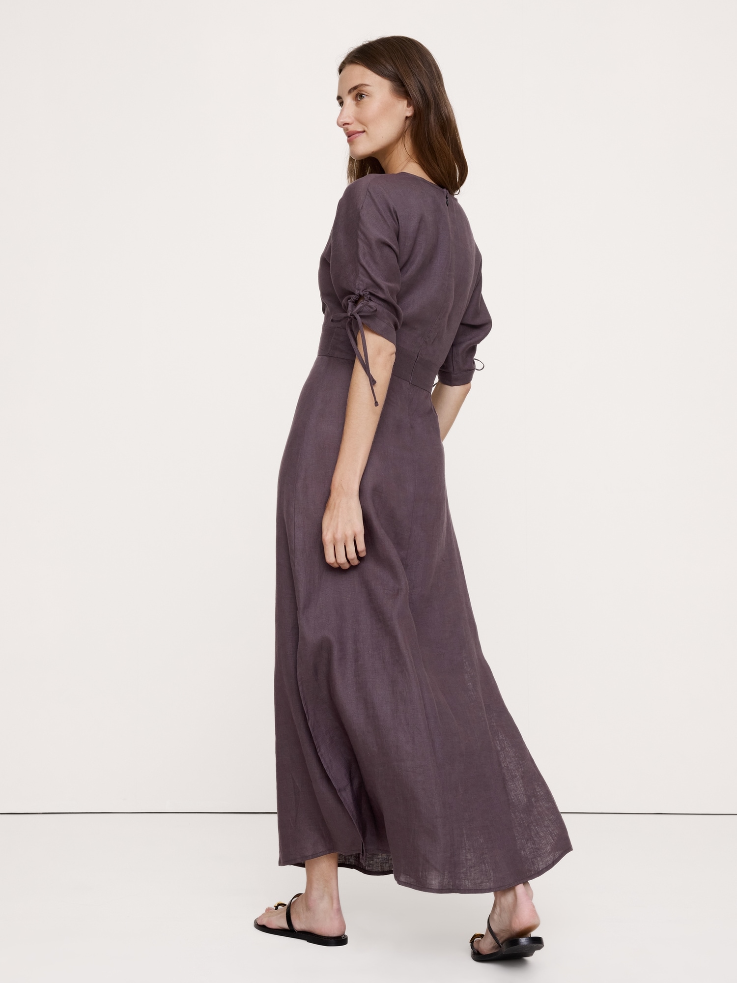 Image number 7 showing, Linen Tie-Sleeve Midi Dress