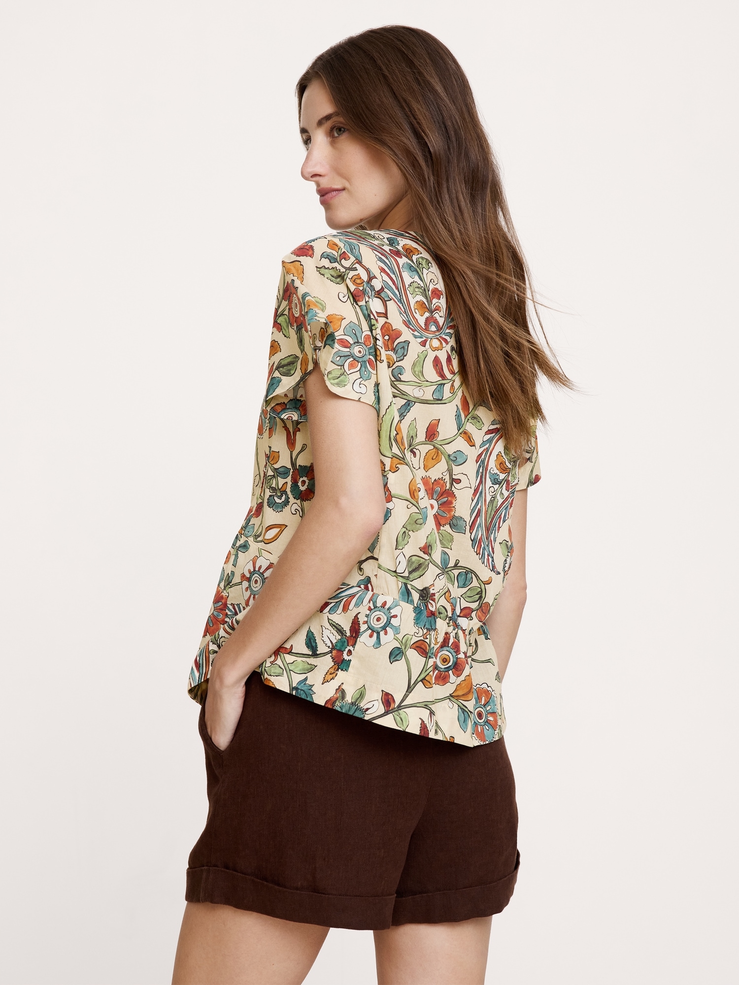 Image number 2 showing, Lightweight Cotton Flutter-Sleeve Top