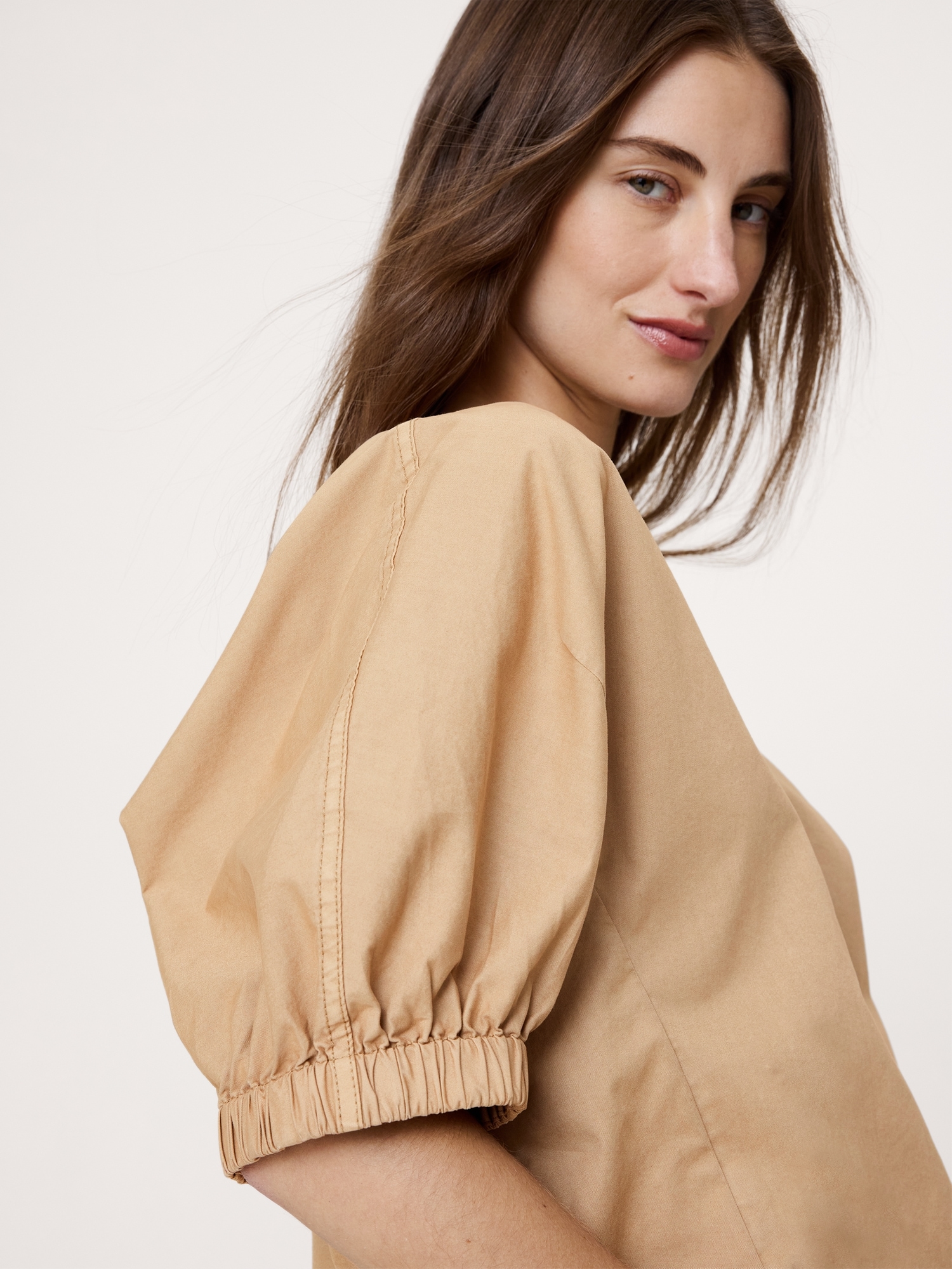 Image number 3 showing, Cotton Twill Puff-Sleeve Top
