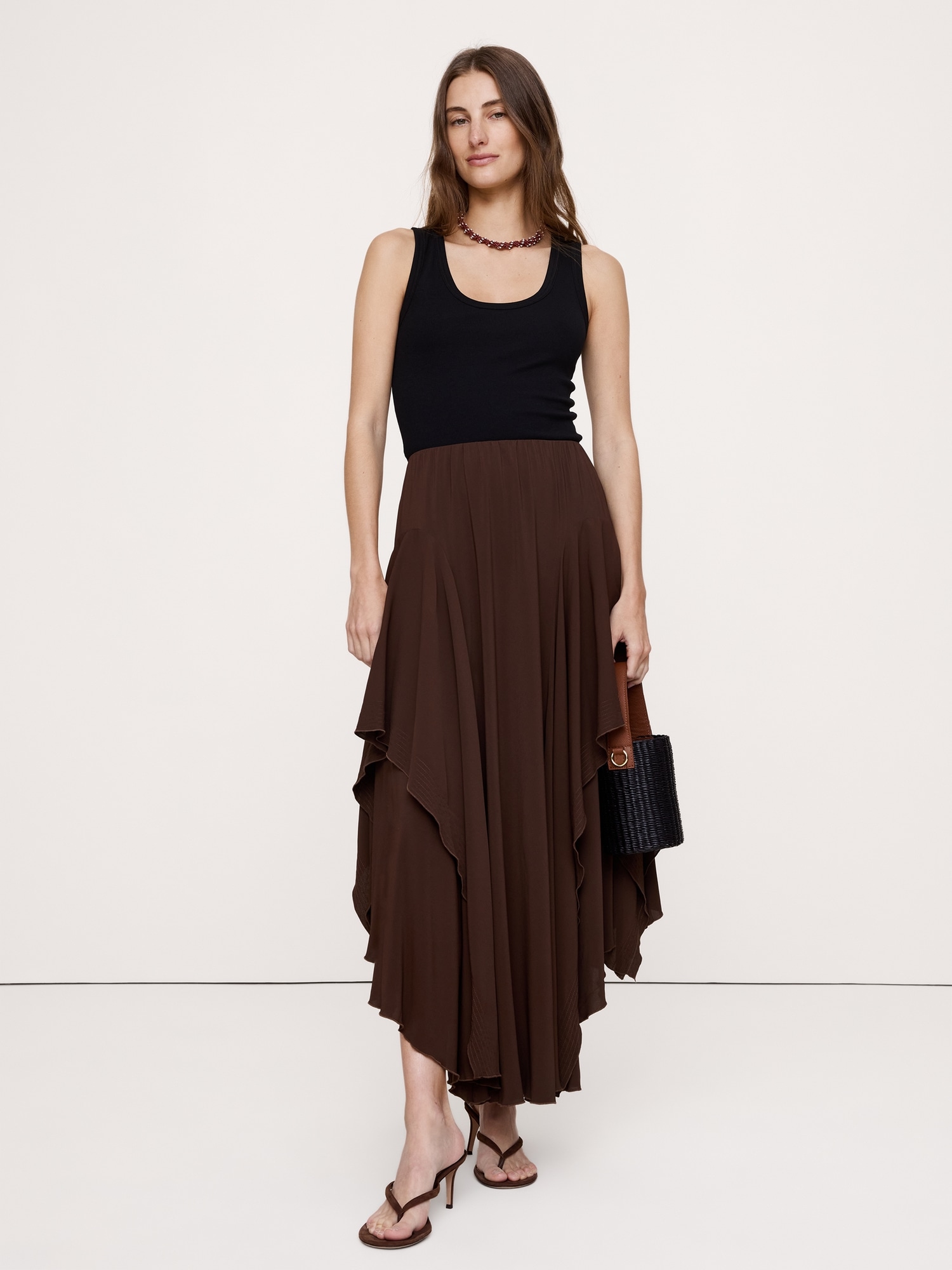 Image number 4 showing, Drapey Georgette Ruffle Maxi Skirt