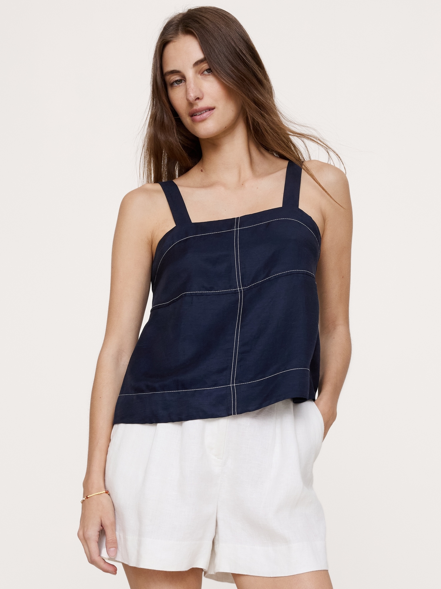 Image number 5 showing, Viscose-Linen Tank