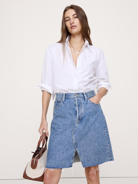 Italian Denim Knee-Length Skirt