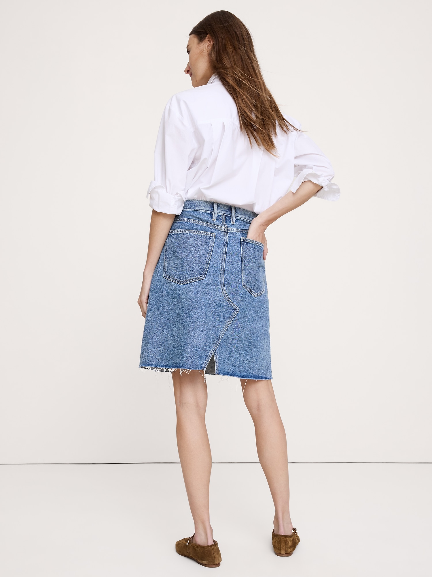 Image number 3 showing, Italian Denim Knee-Length Skirt