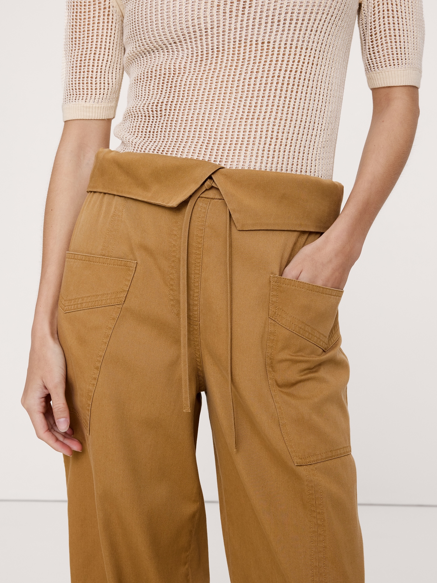 Image number 4 showing, High-Rise Straight-Leg Fisherman Pant