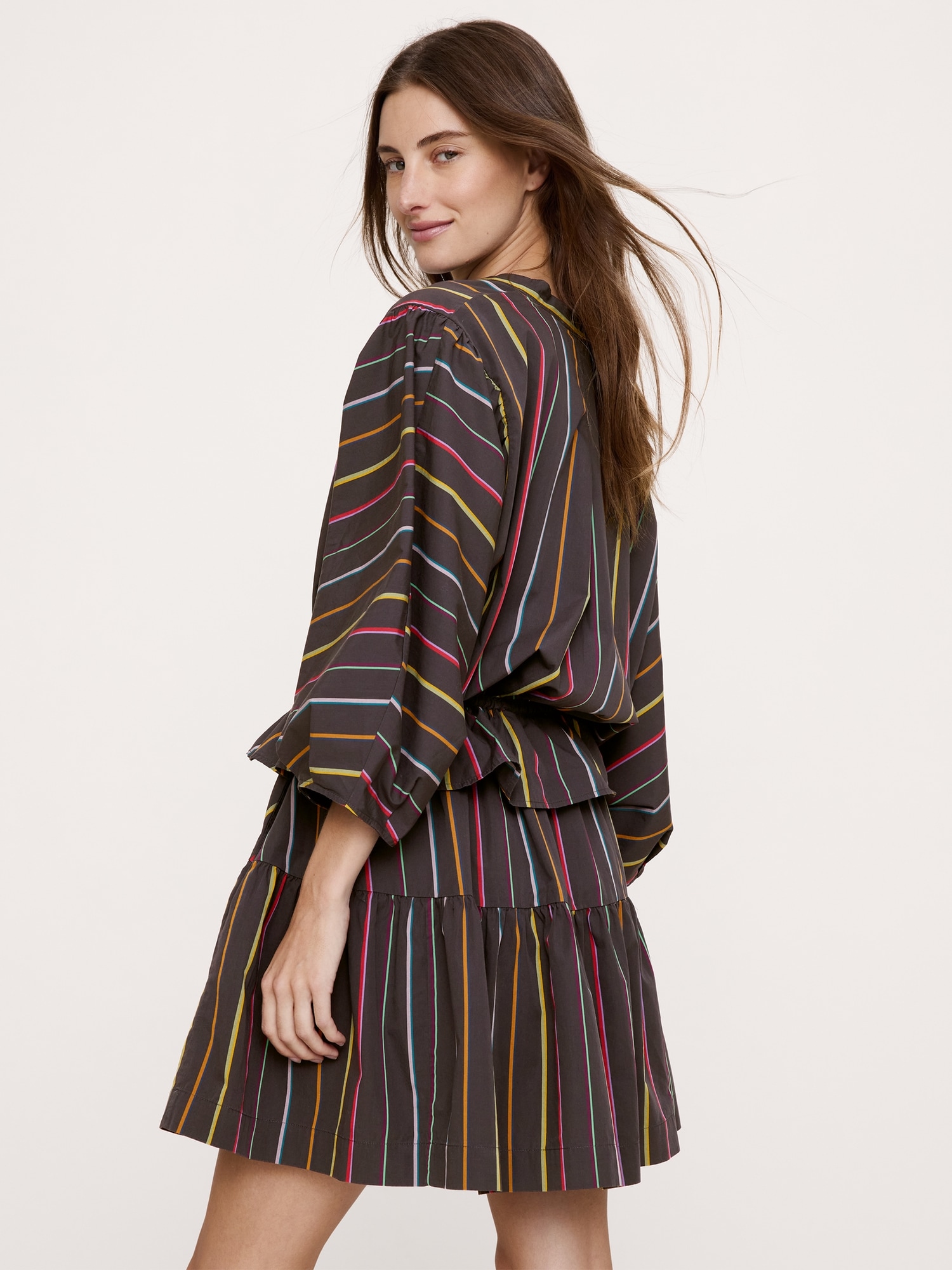 Image number 5 showing, Cotton Poplin Drawstring-Waist Mini Dress
