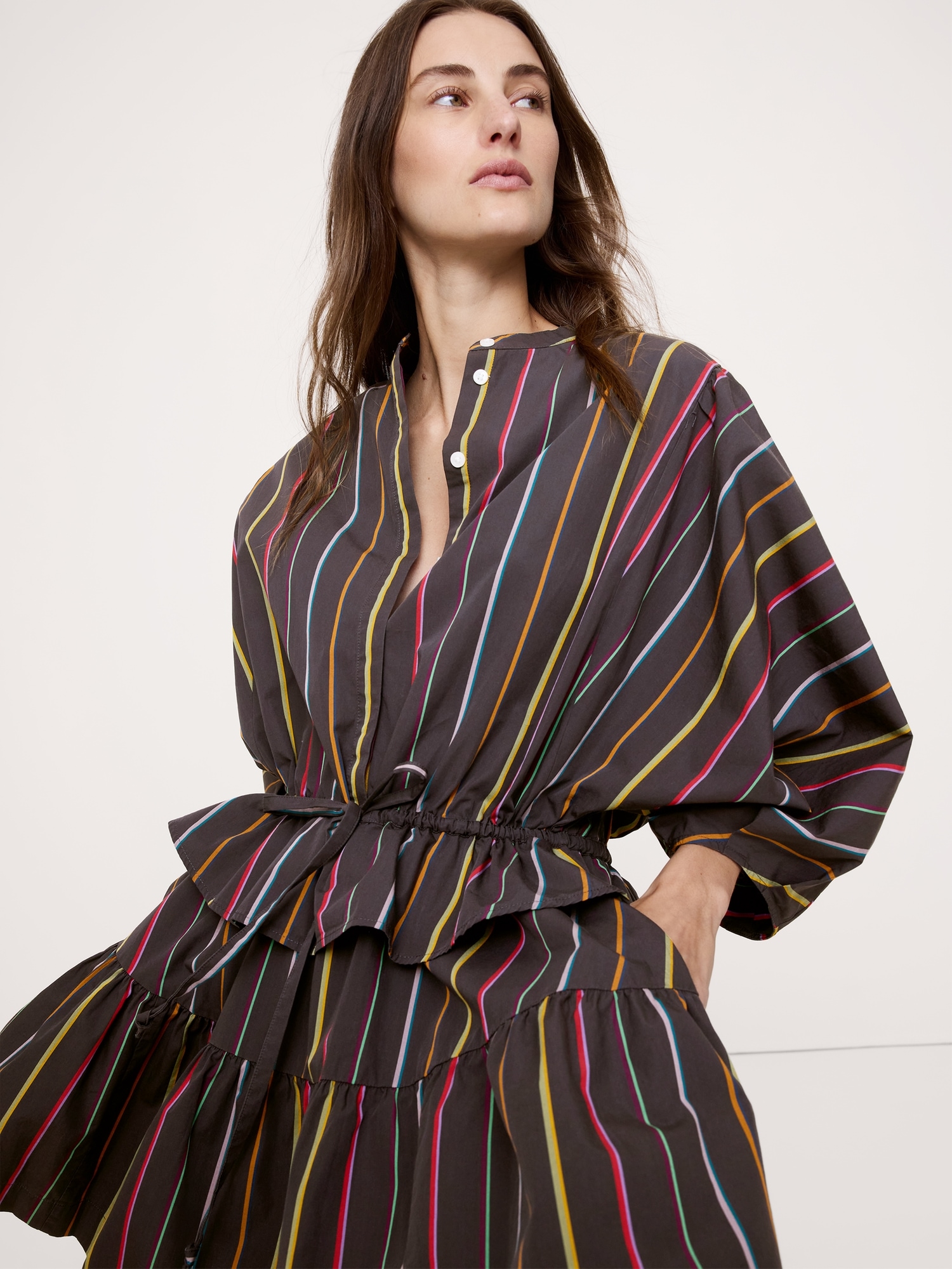Image number 6 showing, Cotton Poplin Drawstring-Waist Mini Dress