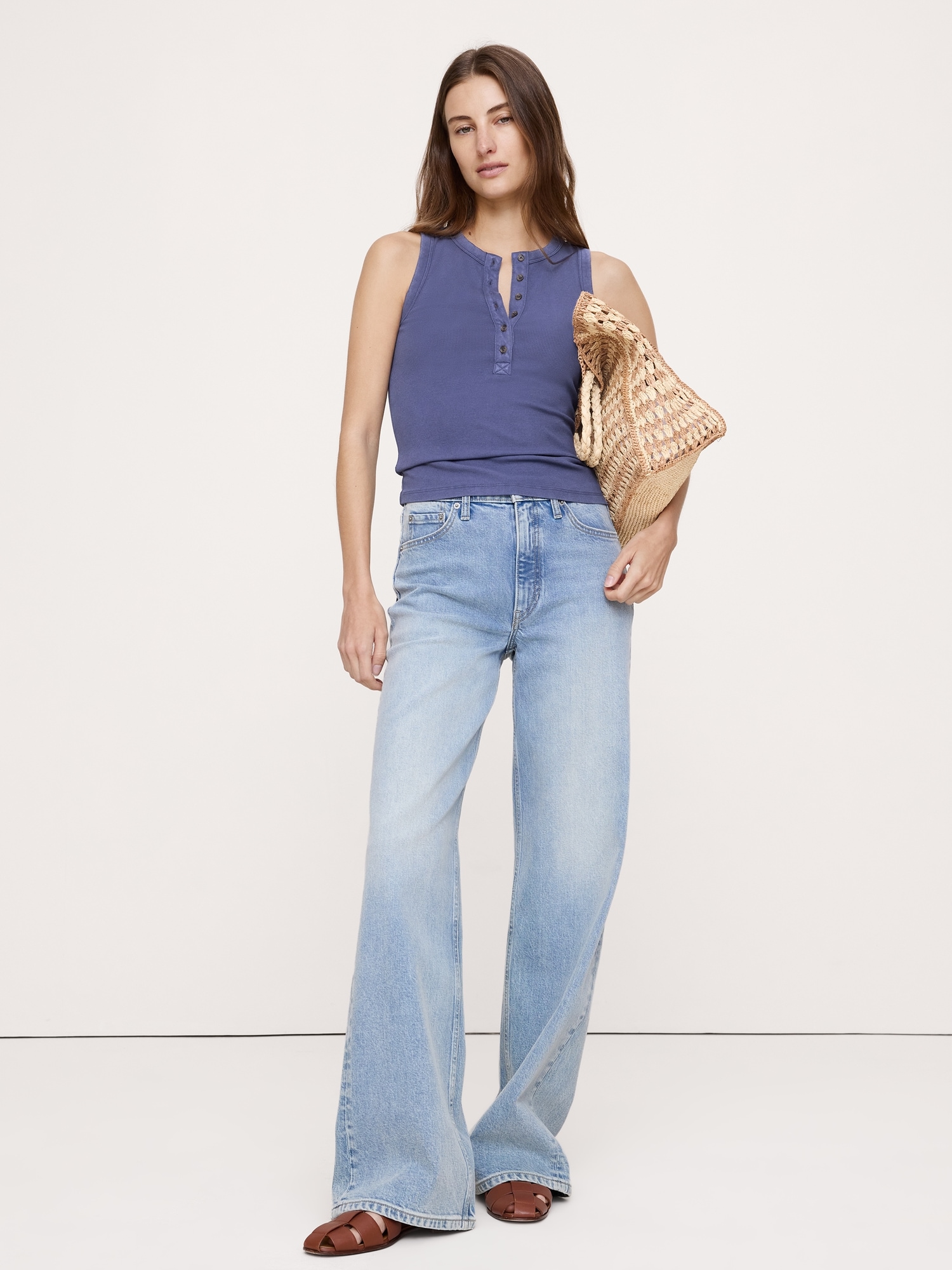 Image number 1 showing, Ribbed Henley Tank