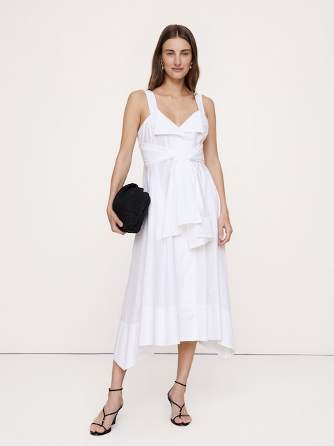 Cotton Poplin Wrap Shirt Dress