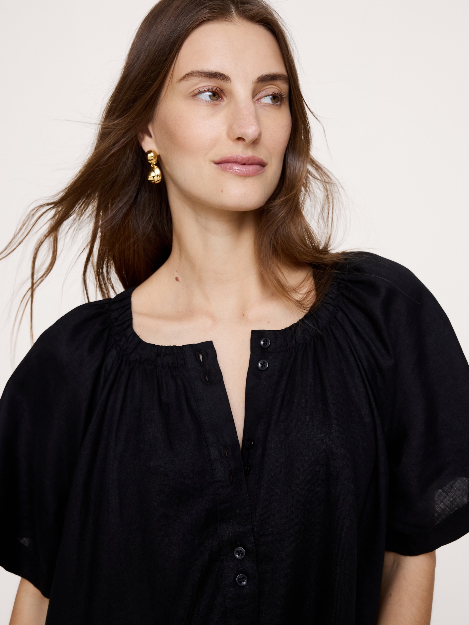 Женское платье Banana Republic Button-Up Mini, цвет: Чёрный — фото 3