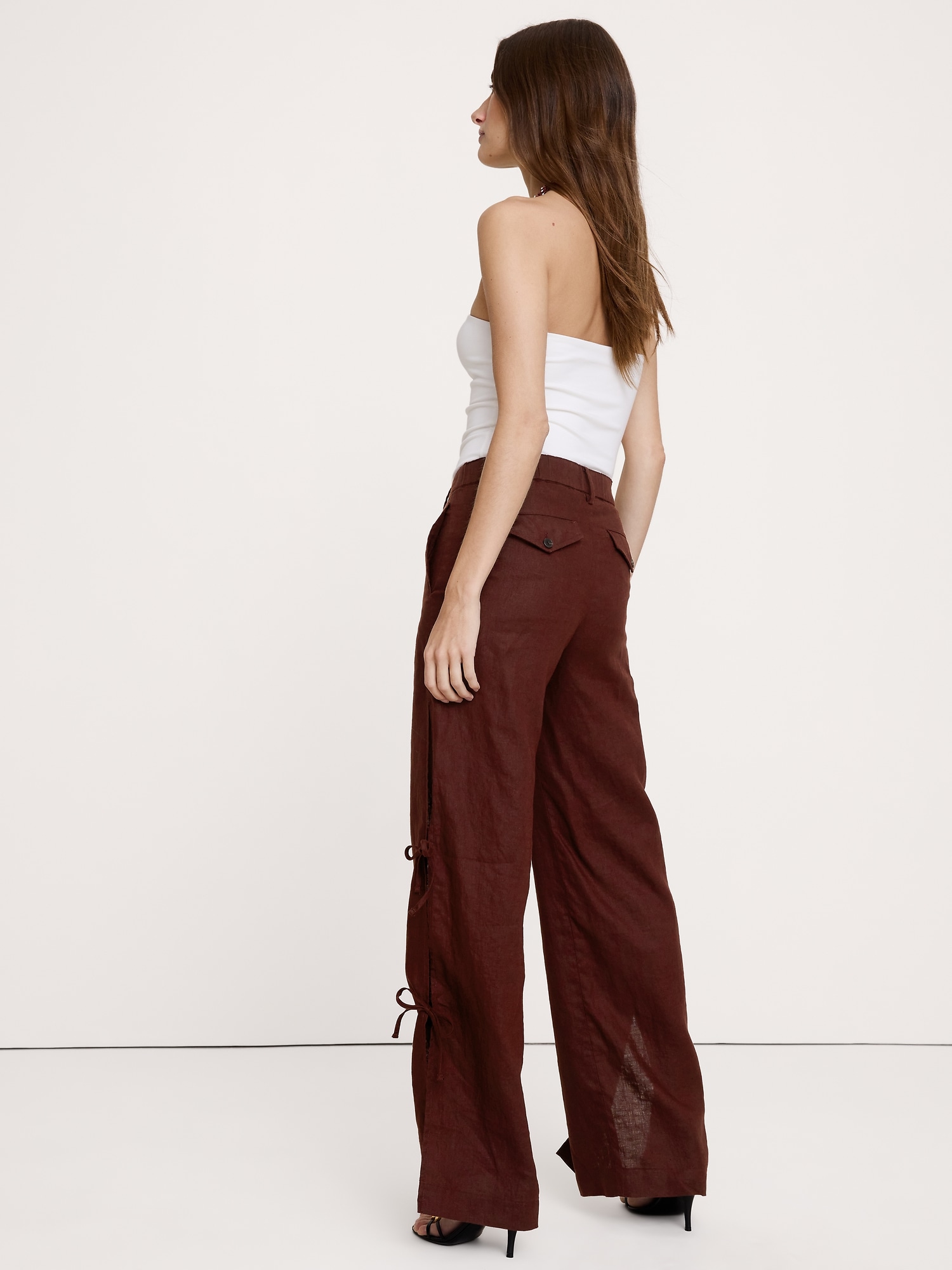 Image number 6 showing, The Studio Wide-Leg Side-Tie Pant In Linen