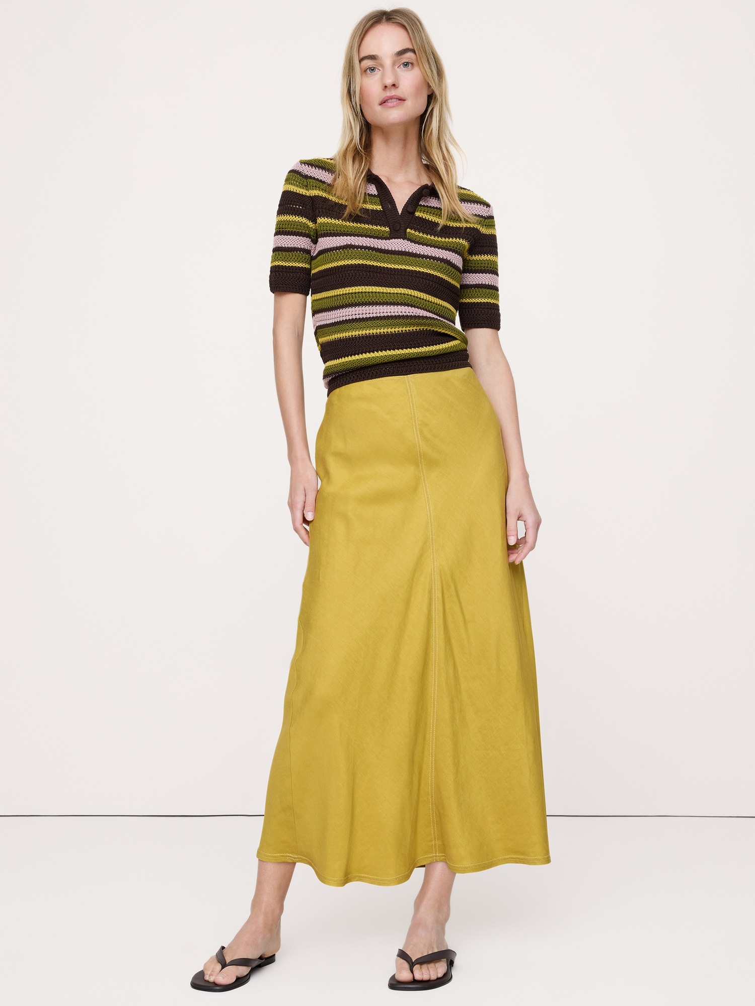 Viscose-Linen Bias-Cut Maxi Skirt - thumbnail 9