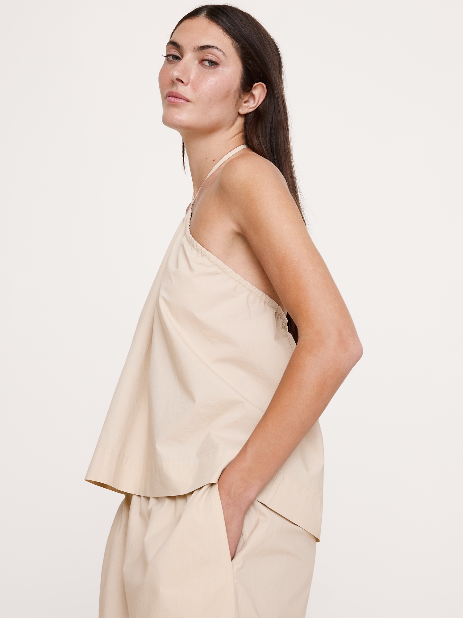 Image number 3 showing, Cotton Poplin Halter Top