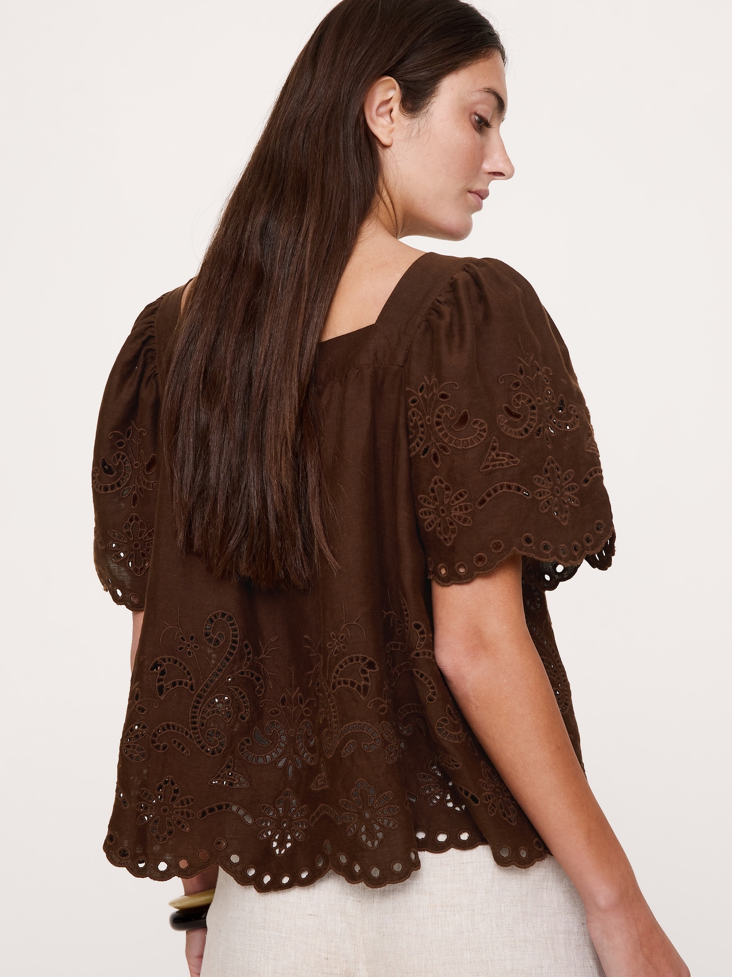 Image number 2 showing, Linen Eyelet Square-Neck Top