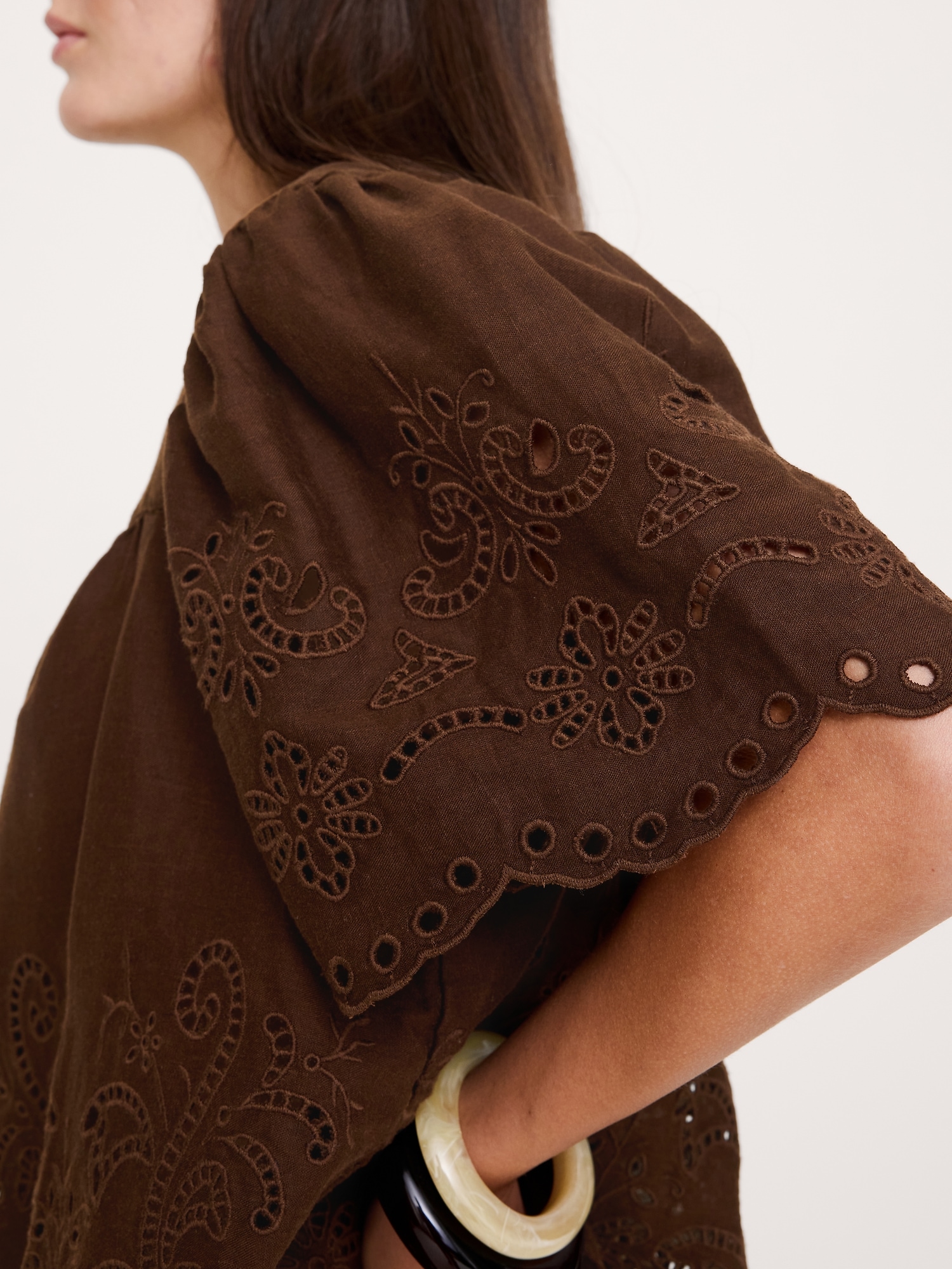 Image number 3 showing, Linen Eyelet Square-Neck Top