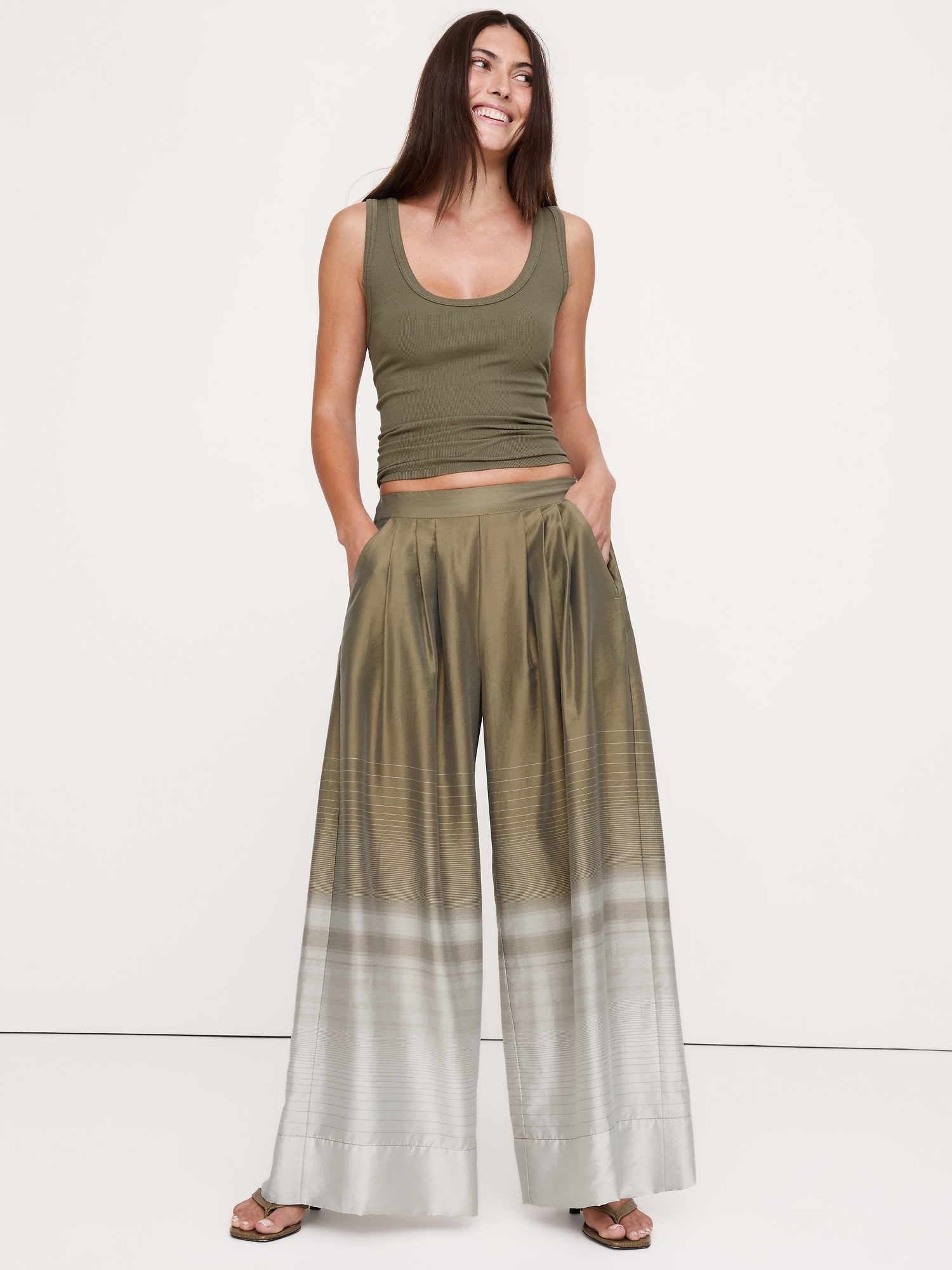 Image number 6 showing, High-Rise Wide-Leg TENCEL™-Nylon Palazzo Pant