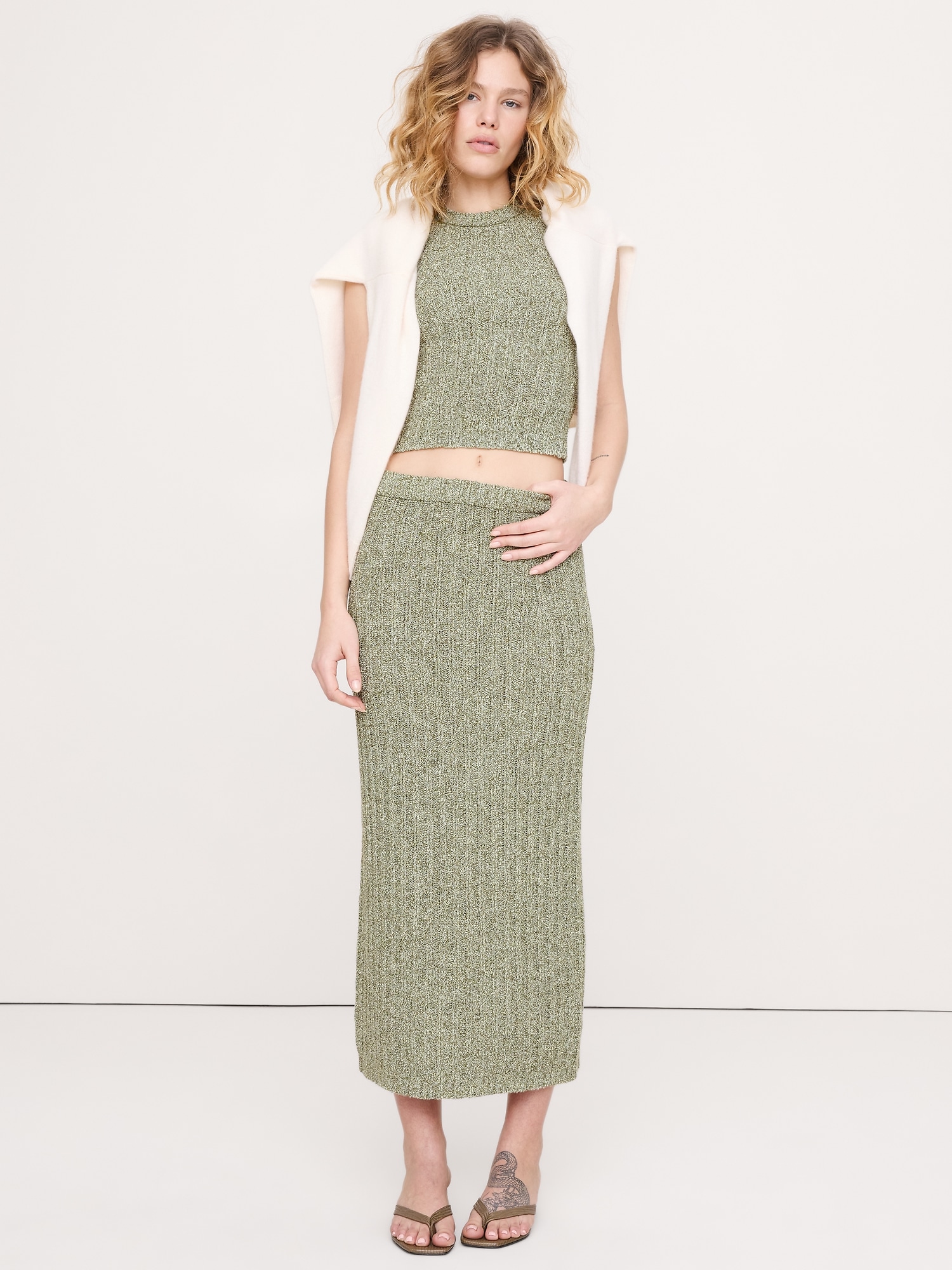 Image number 1 showing, Bouclé Cotton Sweater Skirt