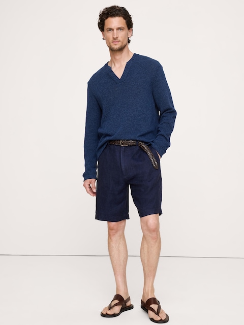 Marled Notch-Neck T-Shirt