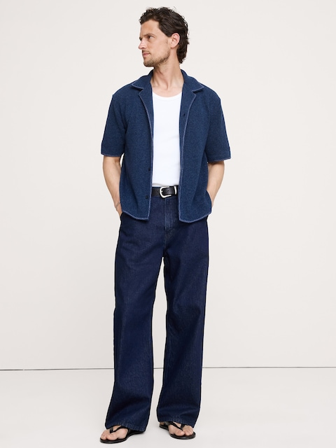 Marled Resort Shirt With Blanket Stitch
