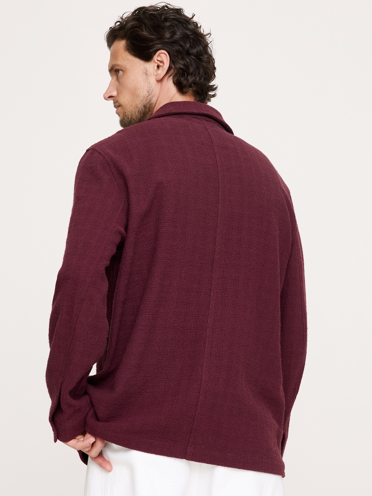Мужская куртка Banana Republic Basketweave Shirt Jacket, цвет: Бордовый — фото 2