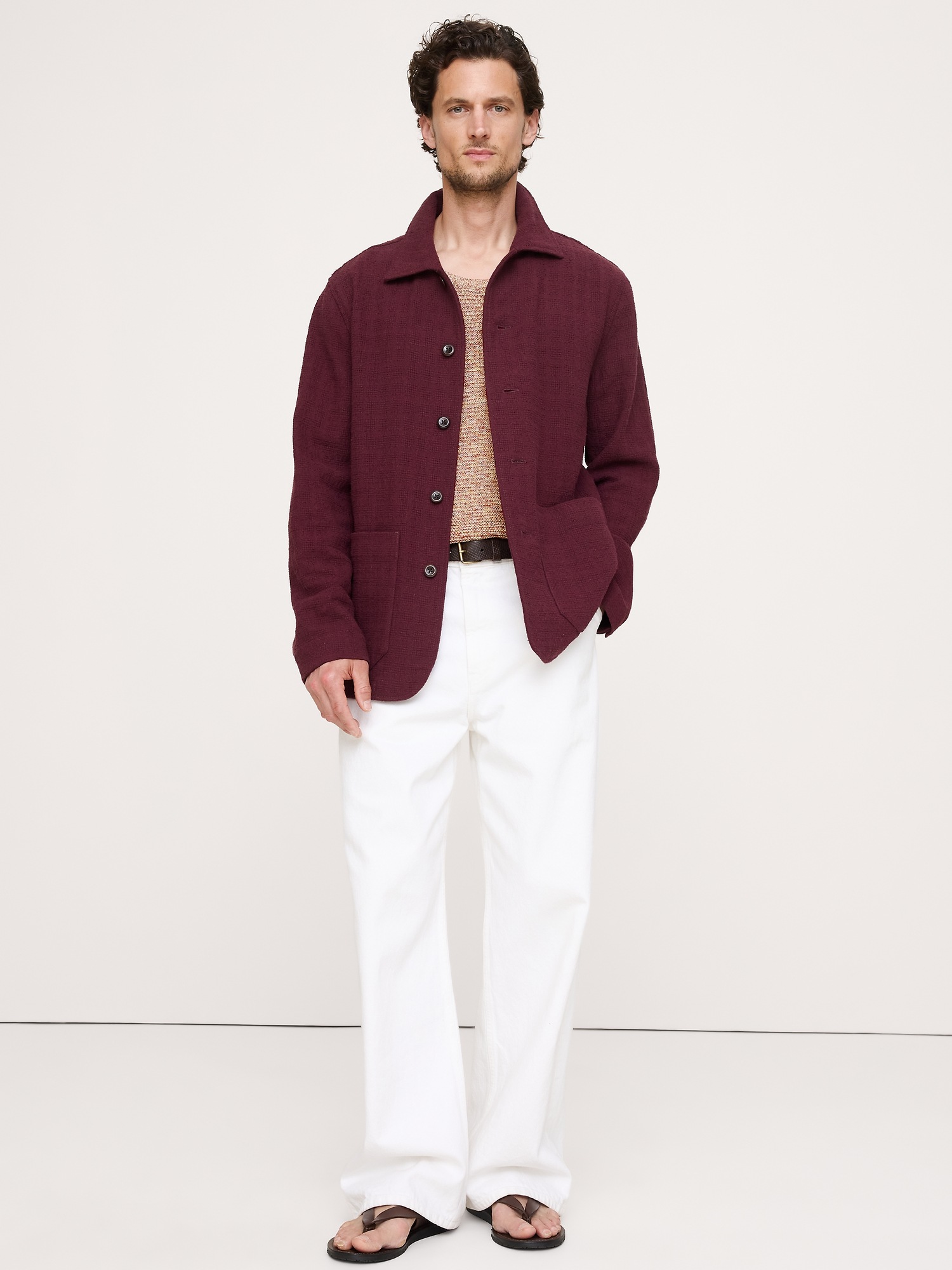 Мужская куртка Banana Republic Basketweave Shirt Jacket, цвет: Бордовый — фото 3