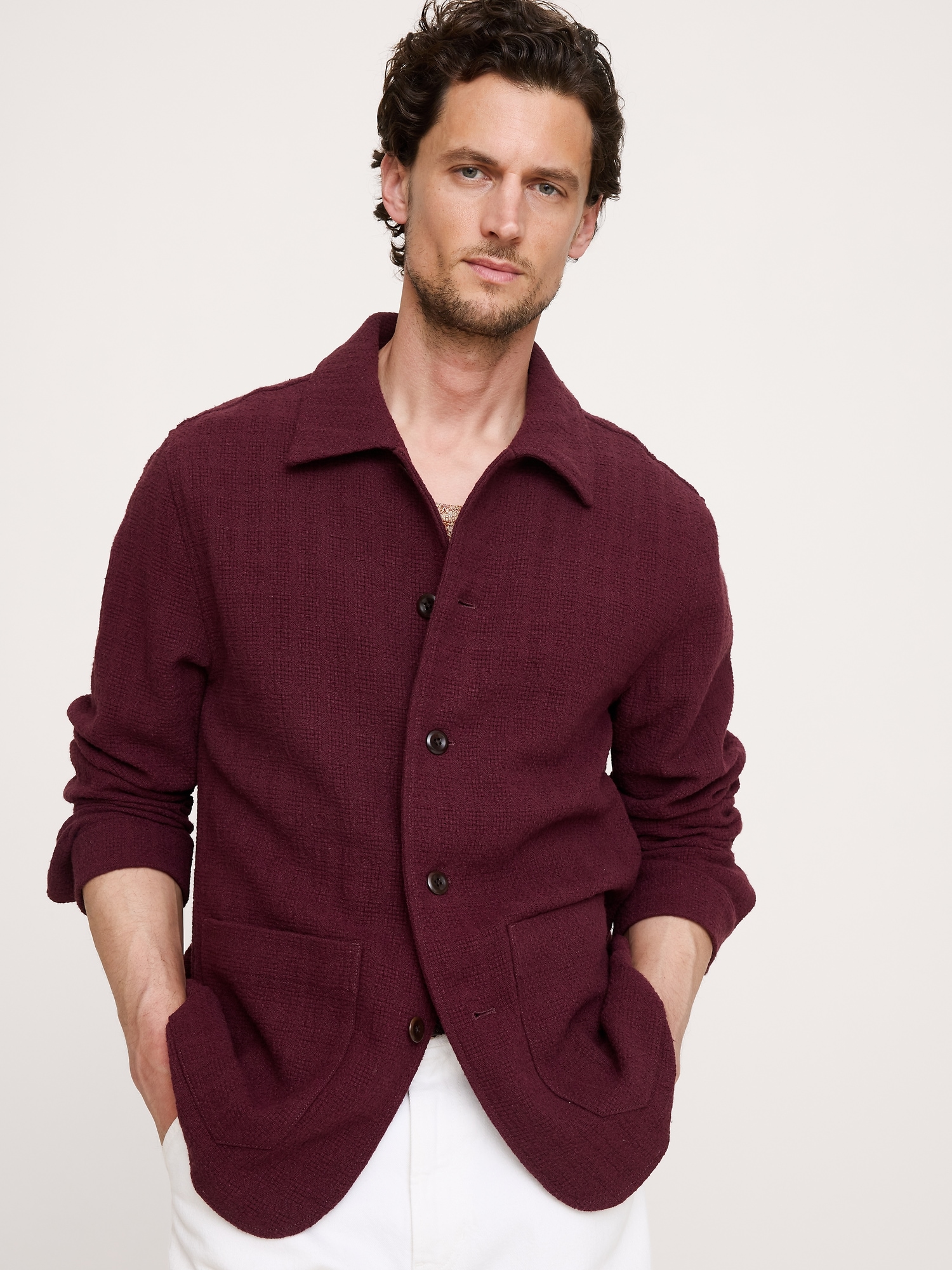 Image number 1 showing, Basketweave Shirt Jacket