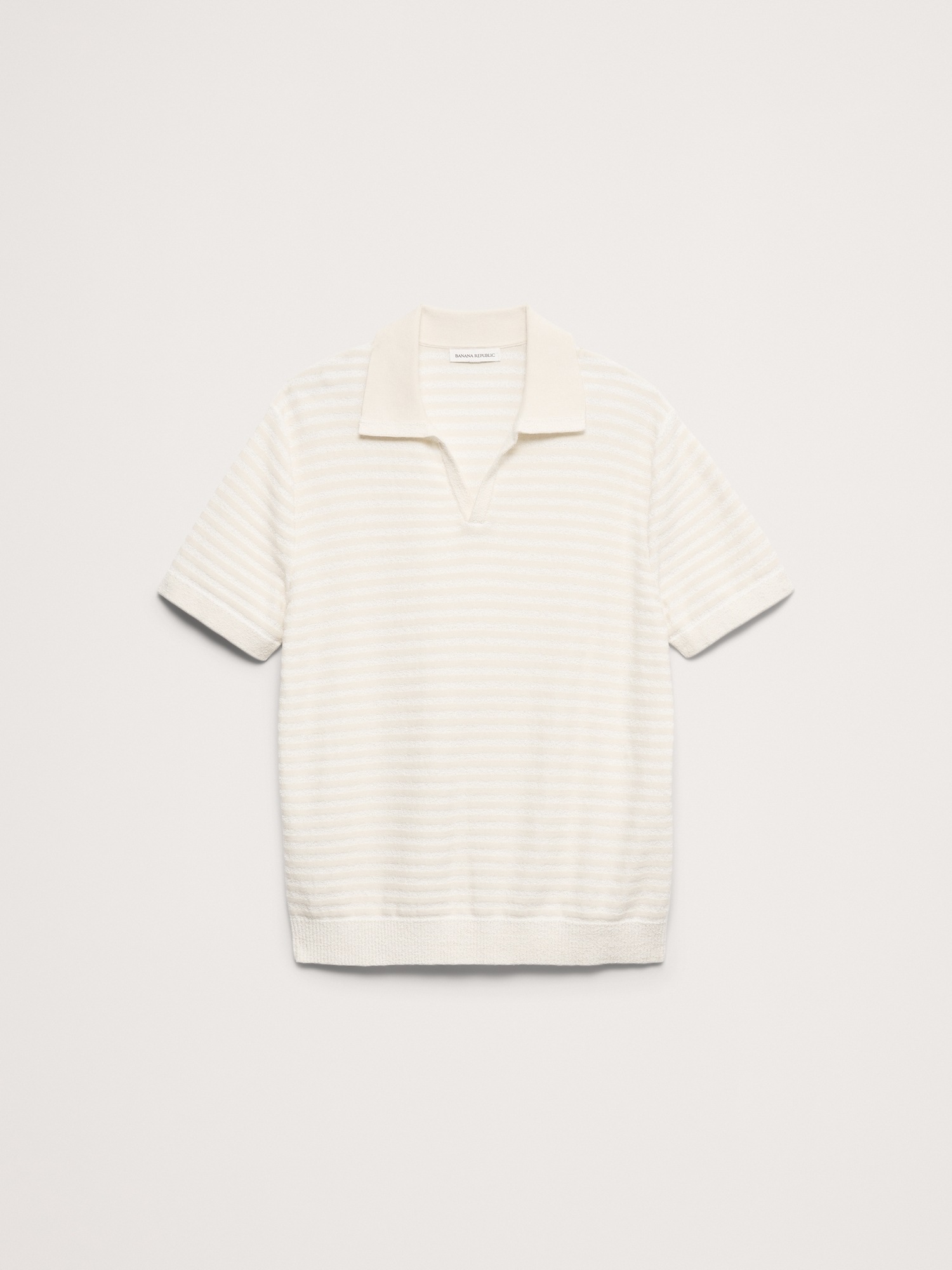 Мужские рубашки Banana Republic Textured Stripe Sweater Polo, цвет: Кремовый белый — фото 4