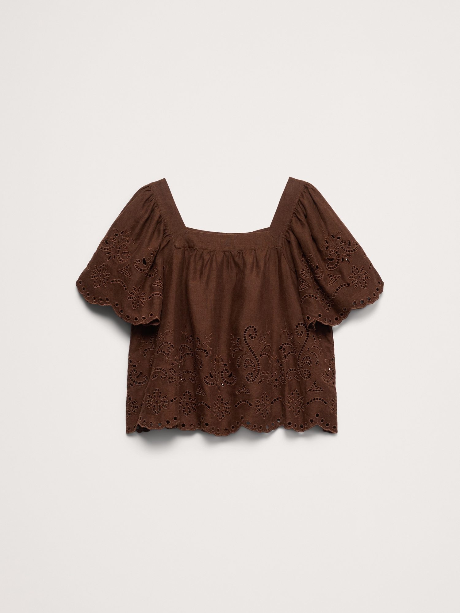 Image number 4 showing, Linen Eyelet Square-Neck Top