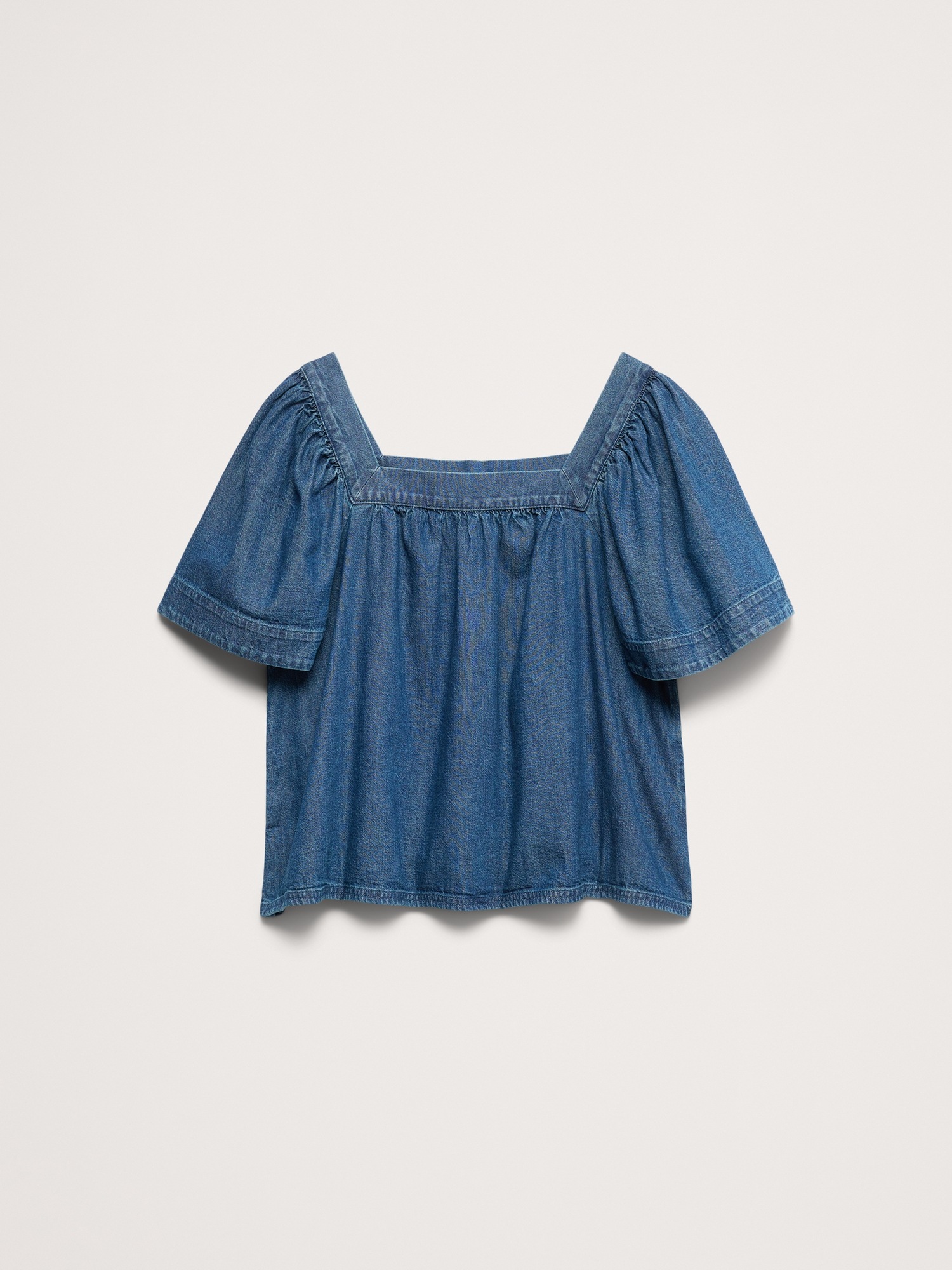 Женский топ Banana Republic Chambray Square-Neck Top, цвет: Шамбре синий — фото 4