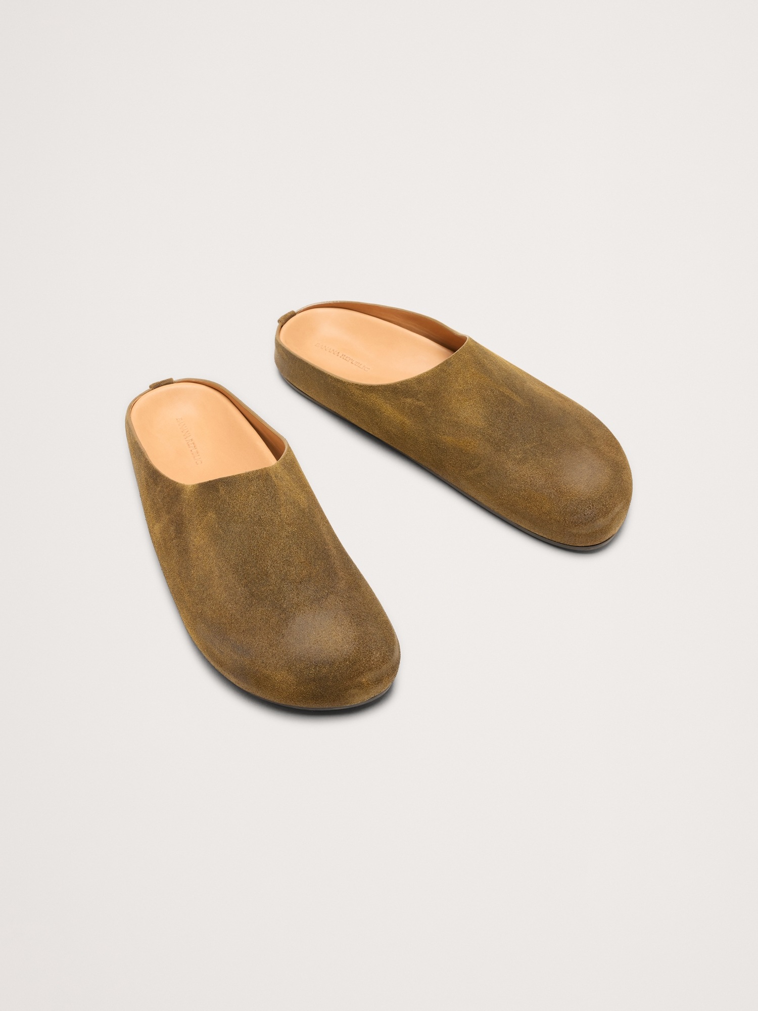 Мужские сабо Banana Republic Leather Clog, цвет: Зелёный кожаный — фото 3