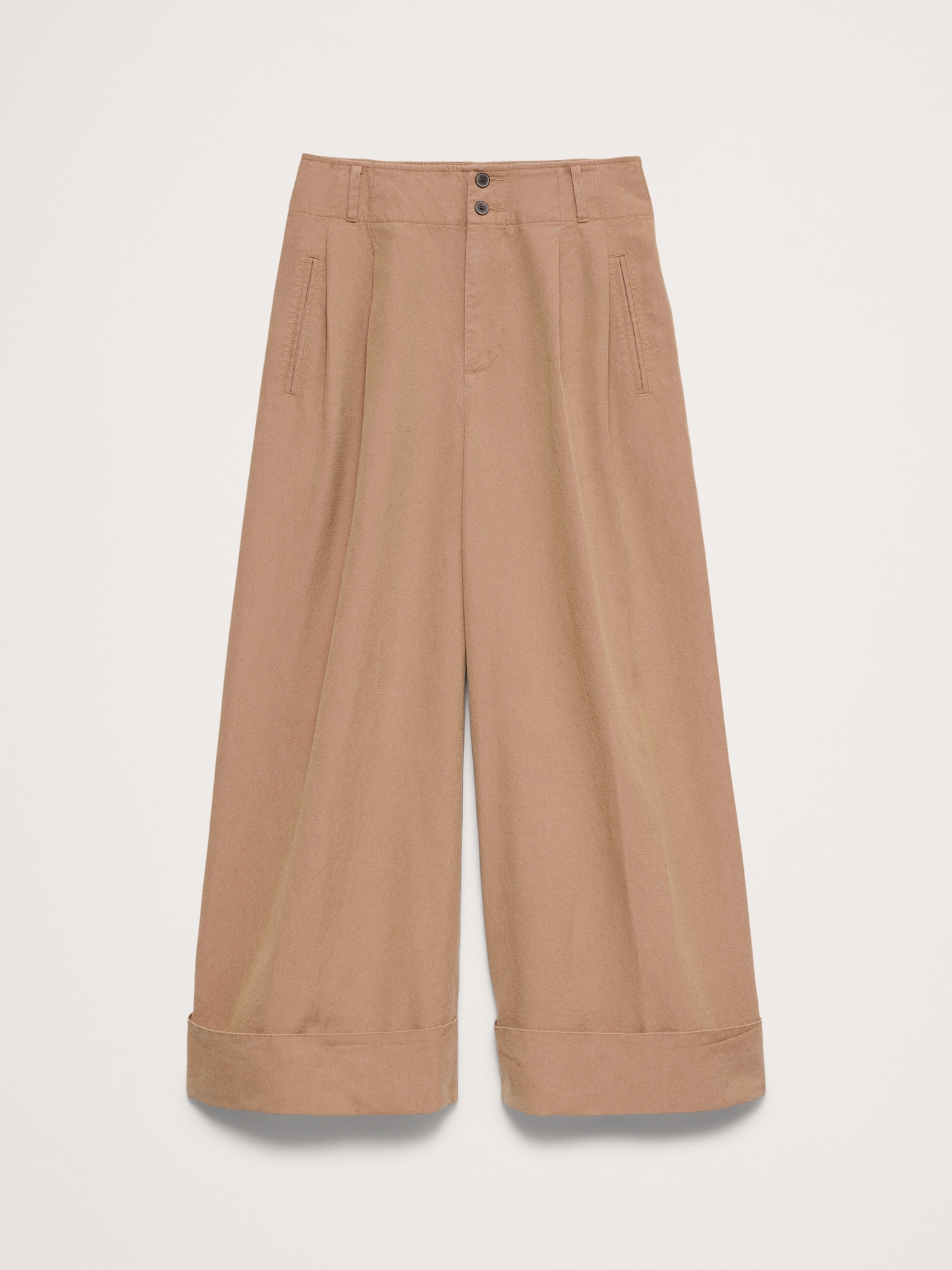 Image number 5 showing, High-Rise Wide-Leg TENCEL™-Cotton-Linen Cropped Pant